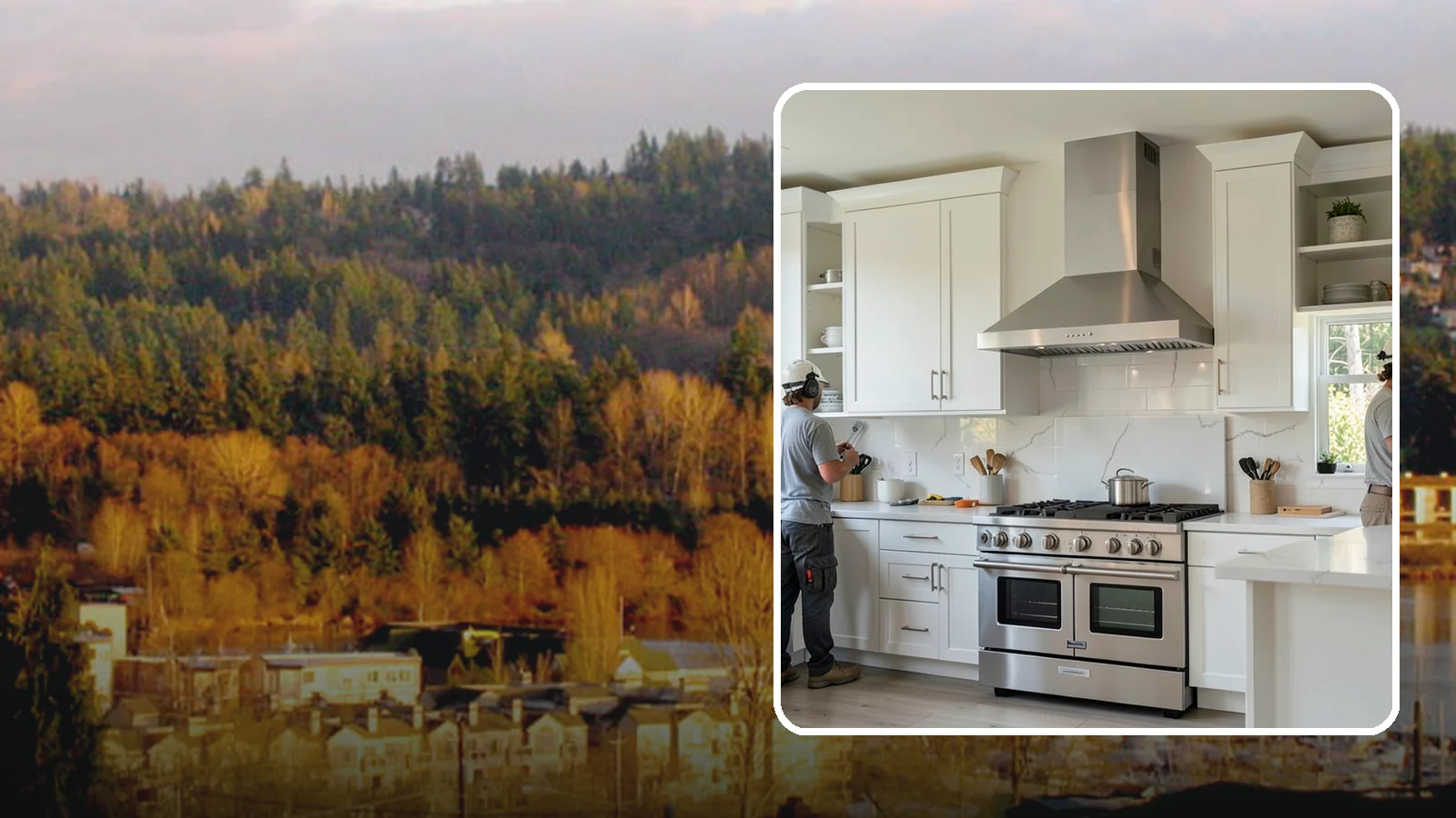 Custom Hood Surround in Kenmore, King County, WA - Building a custom enclosure around your range hood as a striking focal-point feature over the cooktop.