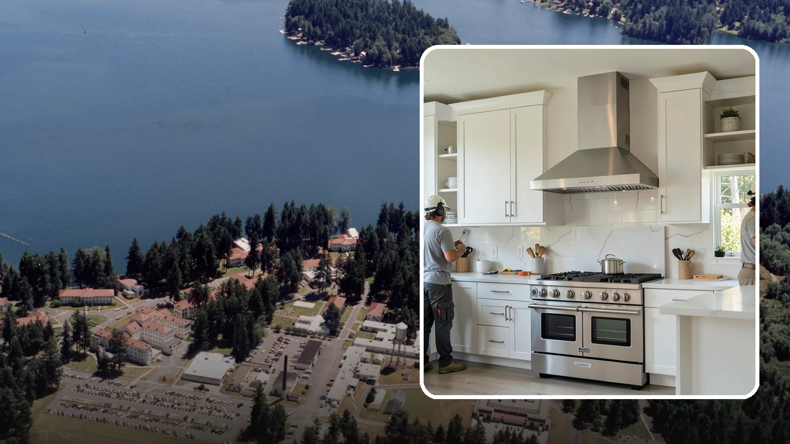Custom Hood Surround in Lakewood, Pierce County, WA - Building a custom enclosure around your range hood as a striking focal-point feature over the cooktop.
