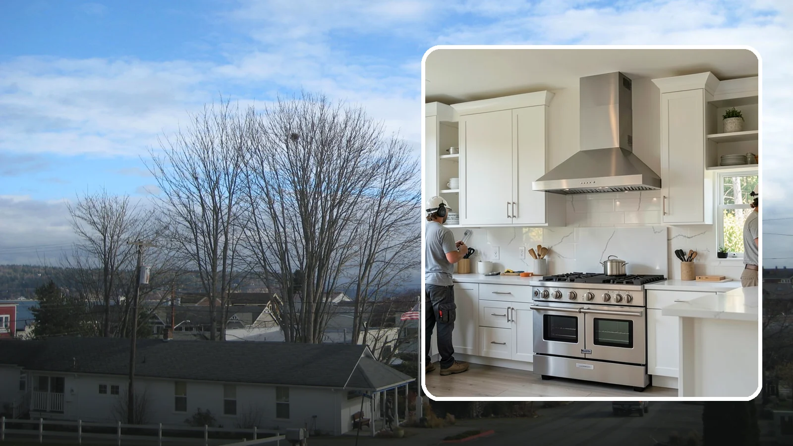 Custom Hood Surround in Langley, Island County, WA - Building a custom enclosure around your range hood as a striking focal-point feature over the cooktop.