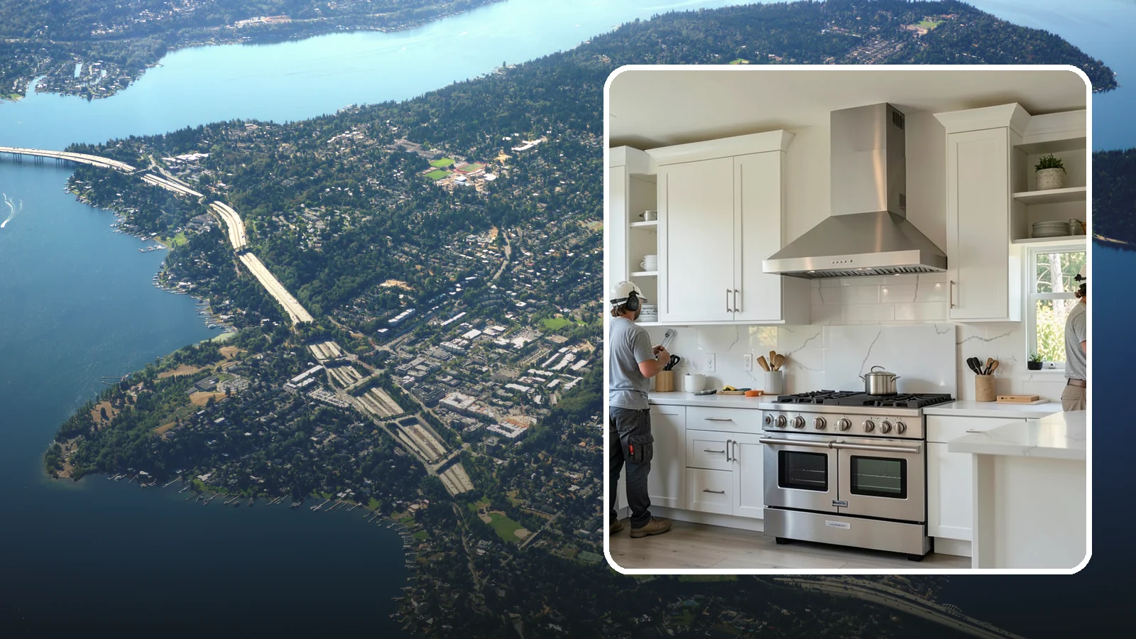 Custom Hood Surround in Mercer Island, King County, WA - Building a custom enclosure around your range hood as a striking focal-point feature over the cooktop.