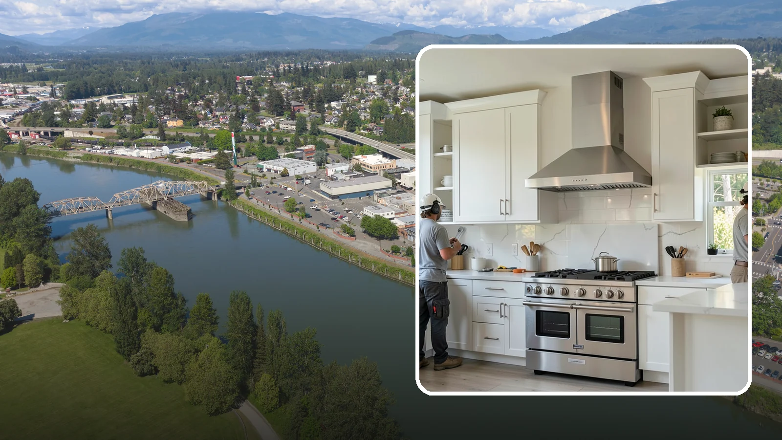 Custom Hood Surround in Mount Vernon, Skagit County, WA - Building a custom enclosure around your range hood as a striking focal-point feature over the cooktop.