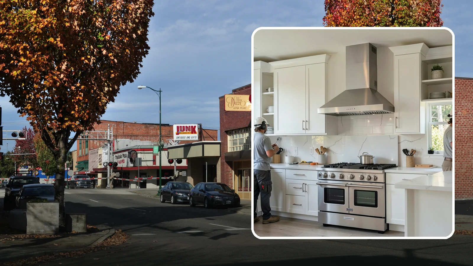 Custom Hood Surround in Puyallup, Pierce County, WA - Building a custom enclosure around your range hood as a striking focal-point feature over the cooktop.