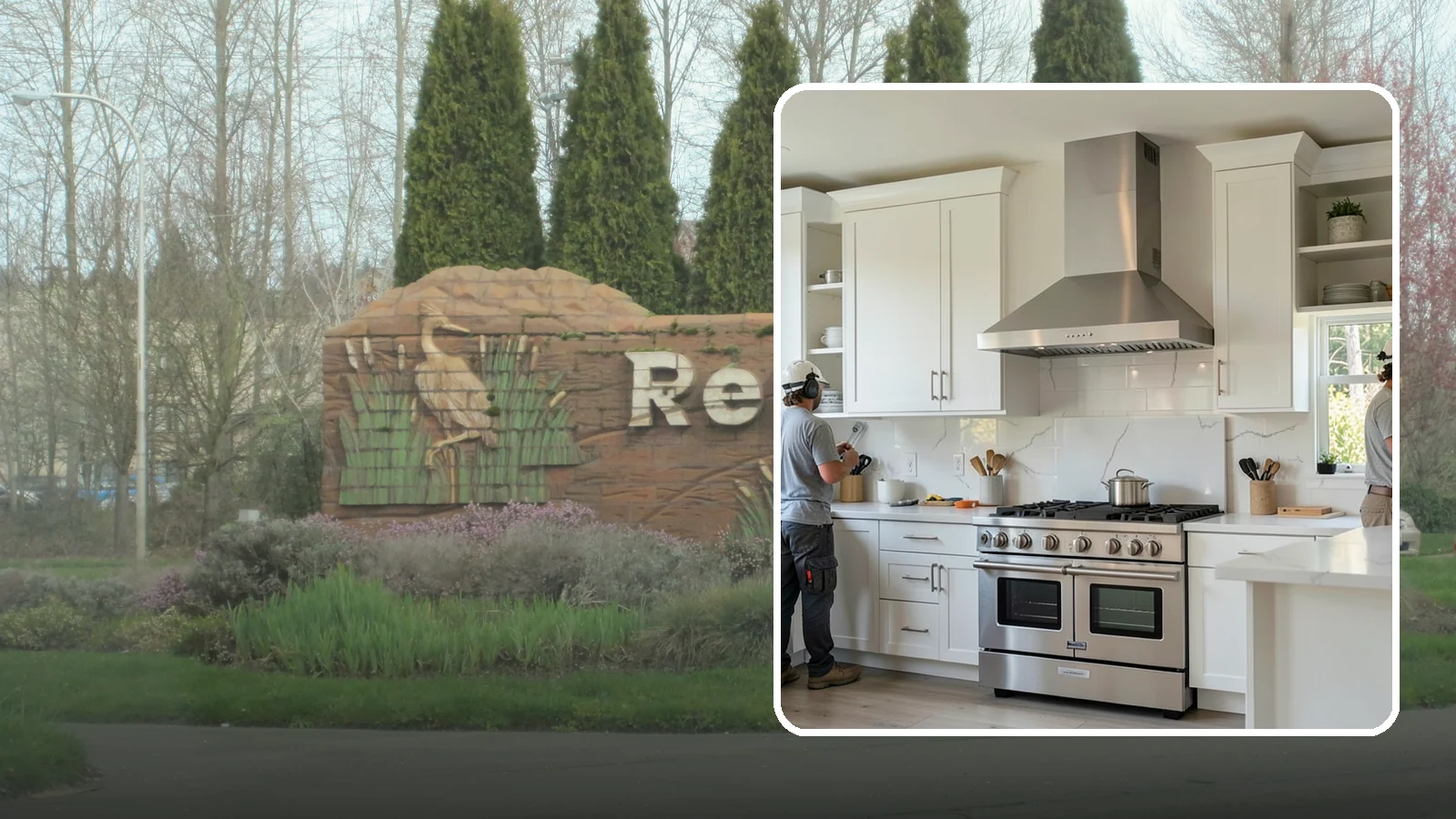 Custom Hood Surround in Renton, King County, WA - Building a custom enclosure around your range hood as a striking focal-point feature over the cooktop.