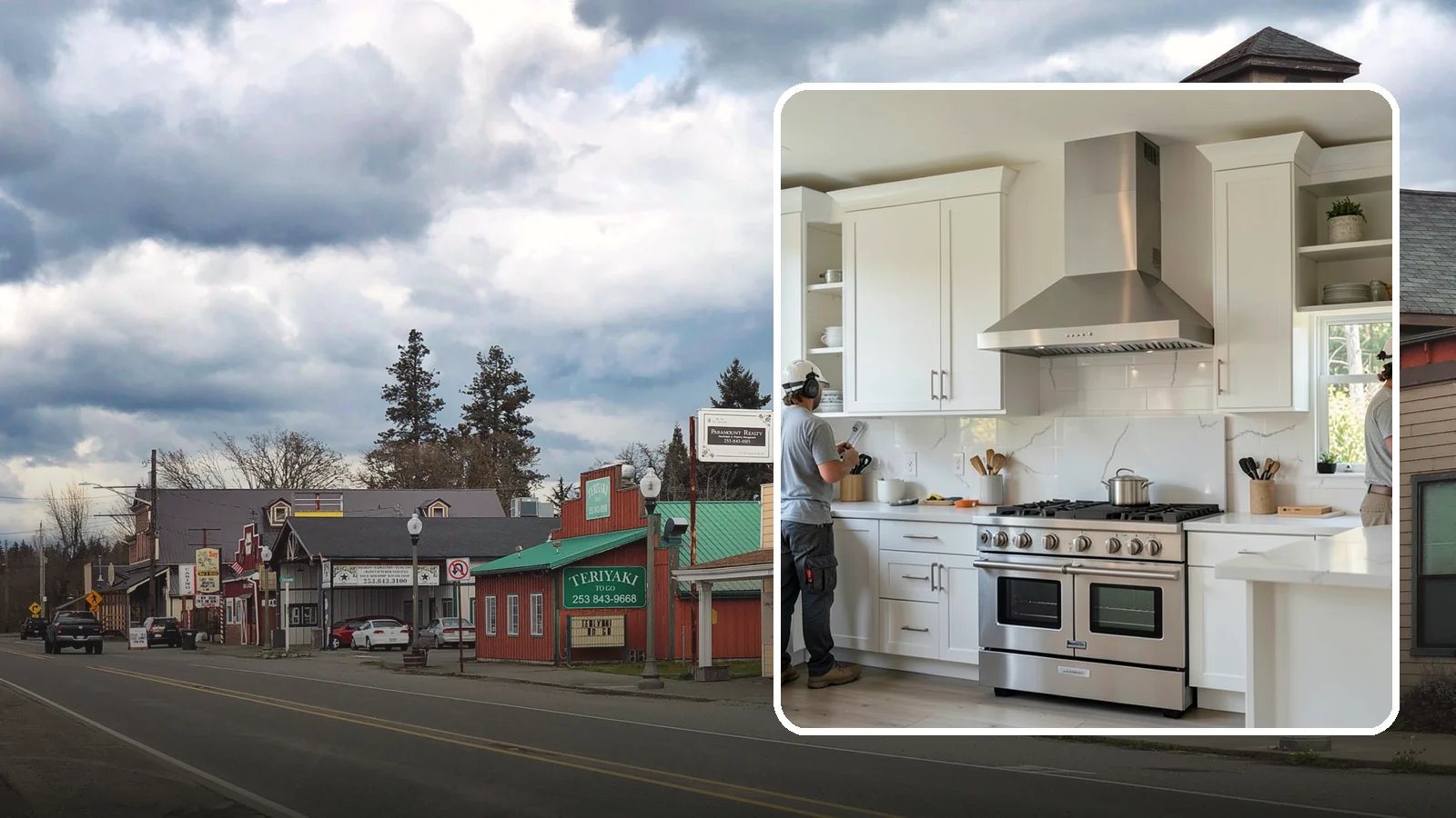 Custom Hood Surround in Roy, Pierce County, WA - Building a custom enclosure around your range hood as a striking focal-point feature over the cooktop.