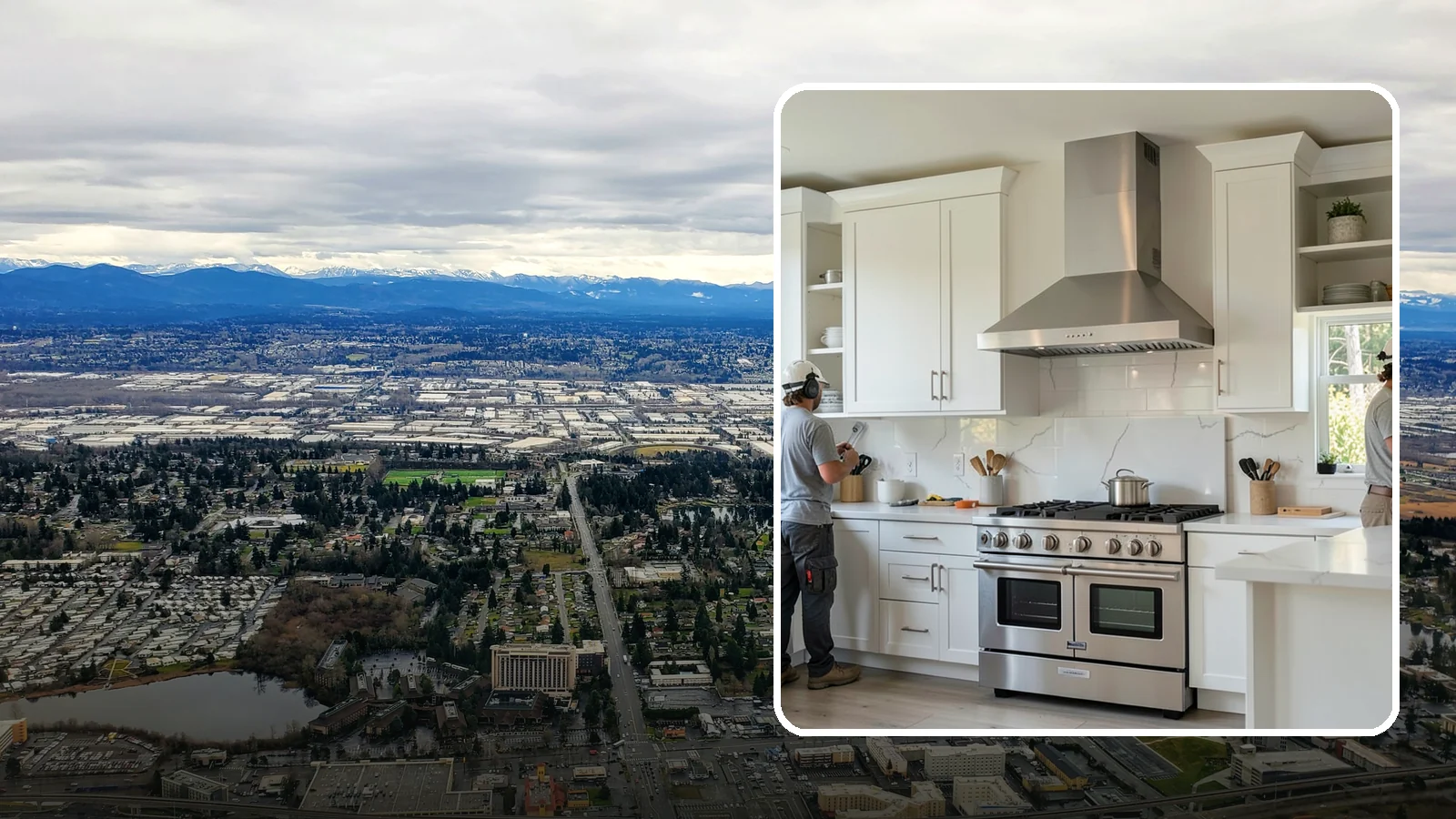 Custom Hood Surround in SeaTac, King County, WA - Building a custom enclosure around your range hood as a striking focal-point feature over the cooktop.