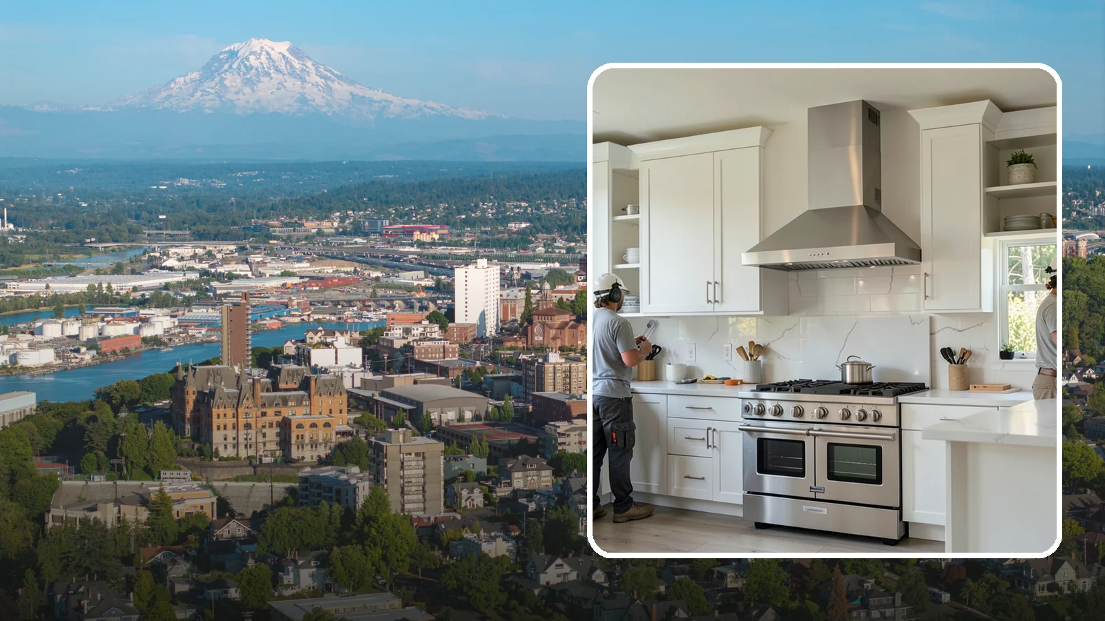 Custom Hood Surround in Tacoma, Pierce County, WA - Building a custom enclosure around your range hood as a striking focal-point feature over the cooktop.