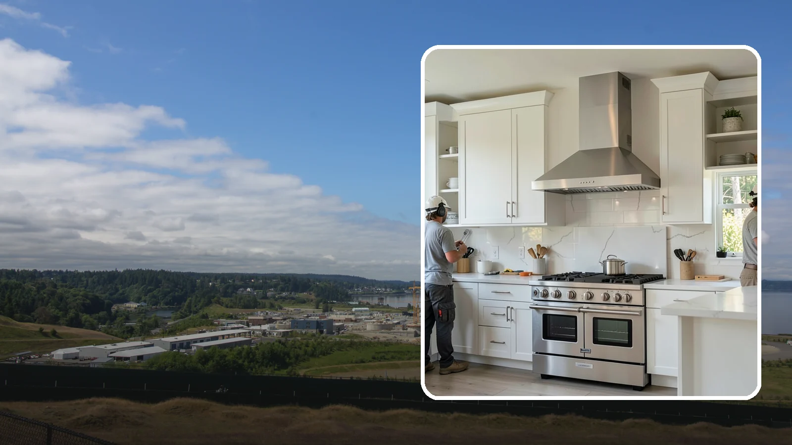 Custom Hood Surround in University Place, Pierce County, WA - Building a custom enclosure around your range hood as a striking focal-point feature over the cooktop.