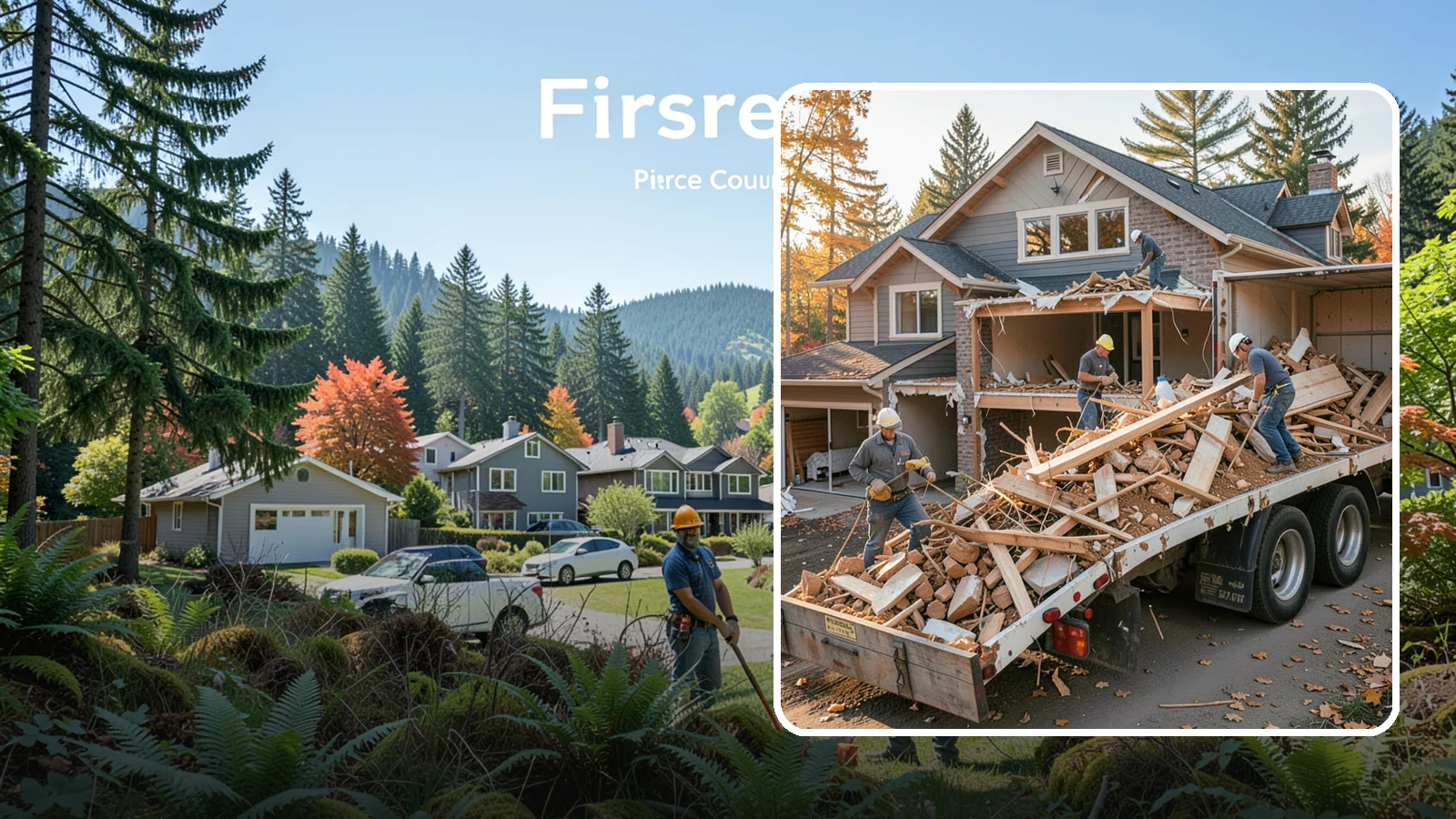 Debris Removal in Fircrest, Pierce County, WA - We haul away construction and demolition debris, sorting for recycling and leaving your site clean and safe.