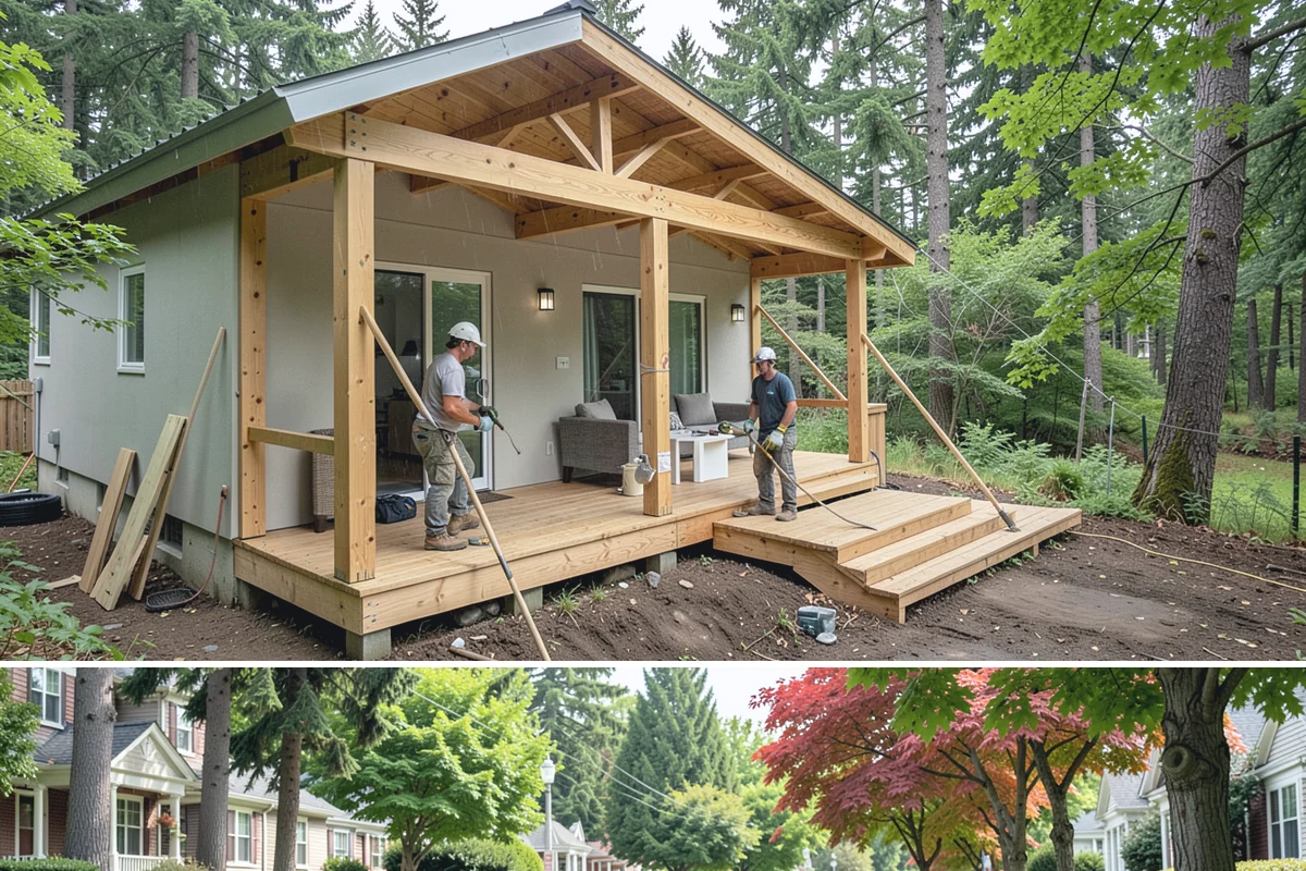 Deck Addition in Beaux Arts Village, King County, WA - Deck framing and installation are ideal in late spring and summer, readying the space for the dry season.