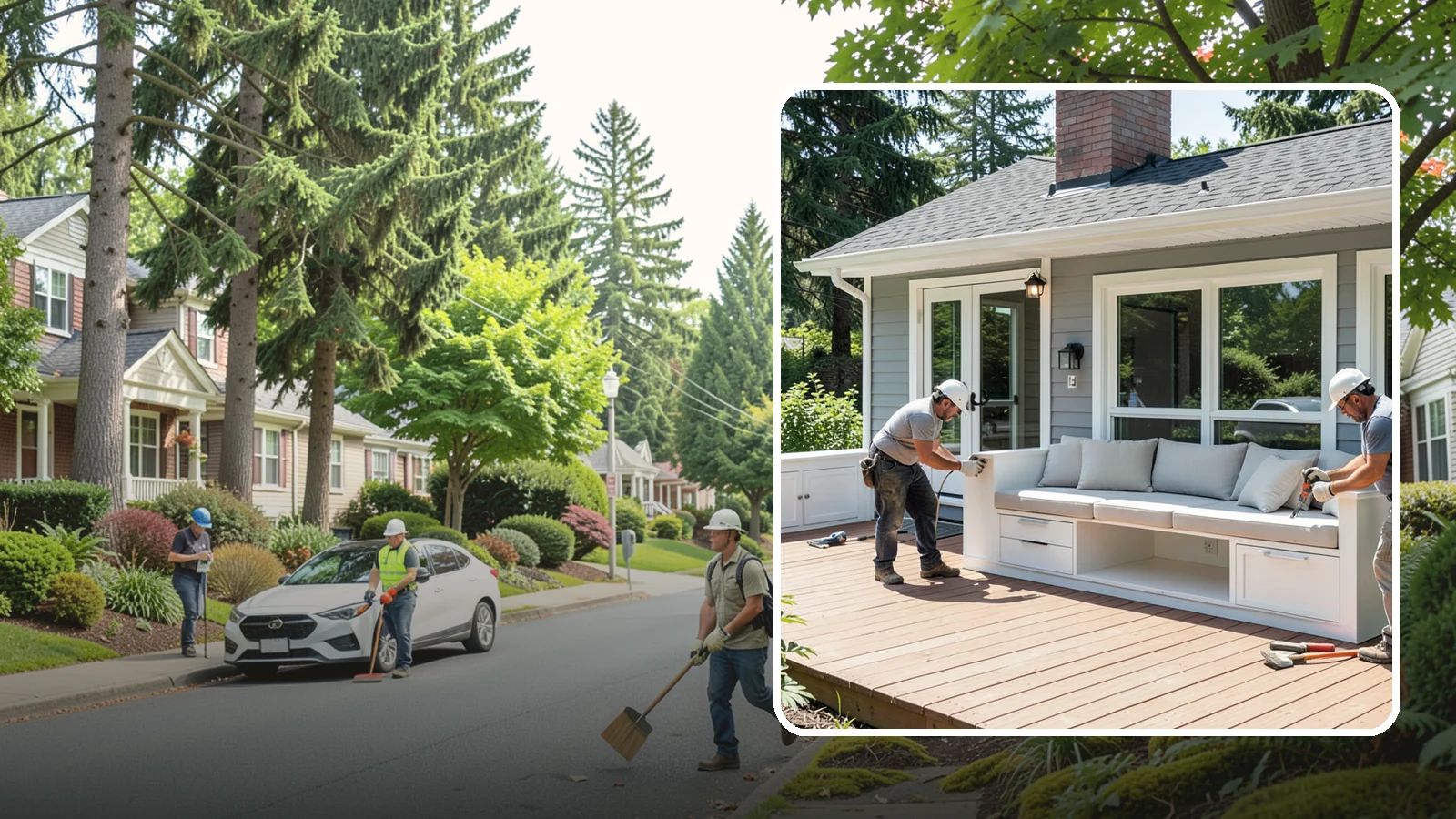 Deck Bench Construction in Beaux Arts Village, King County, WA - Built-in deck bench construction that adds seating and definition without cluttering your space.