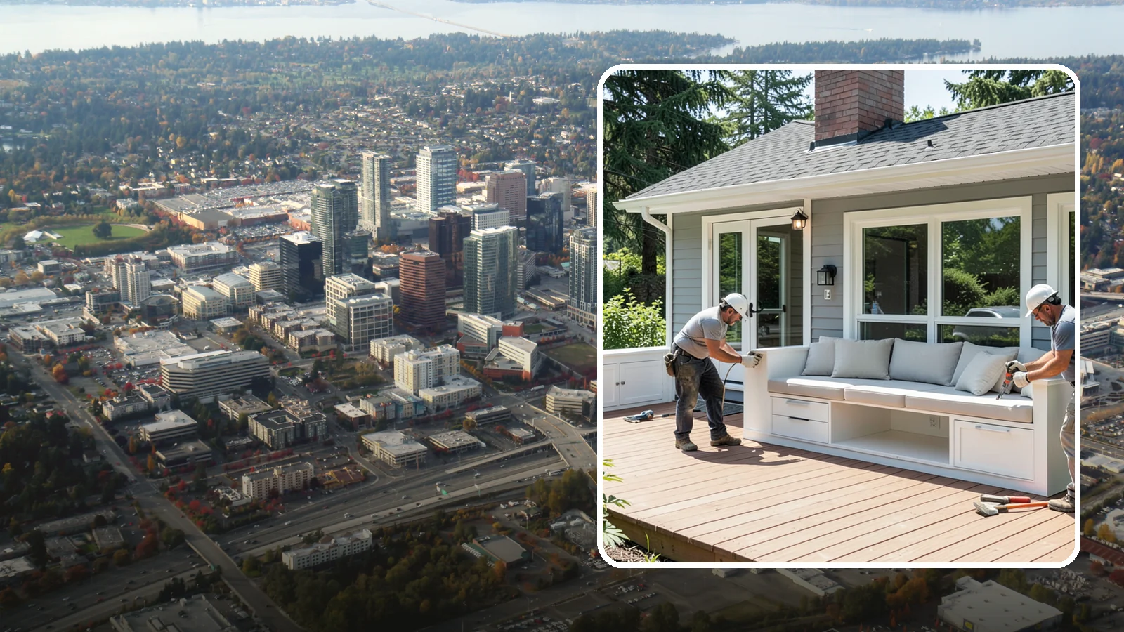 Deck Bench Construction in Bellevue, King County, WA - Built-in deck bench construction that adds seating and definition without cluttering your space.
