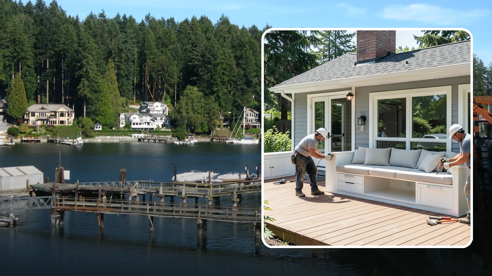 Deck Bench Construction in Gig Harbor, Pierce County, WA - Built-in deck bench construction that adds seating and definition without cluttering your space.