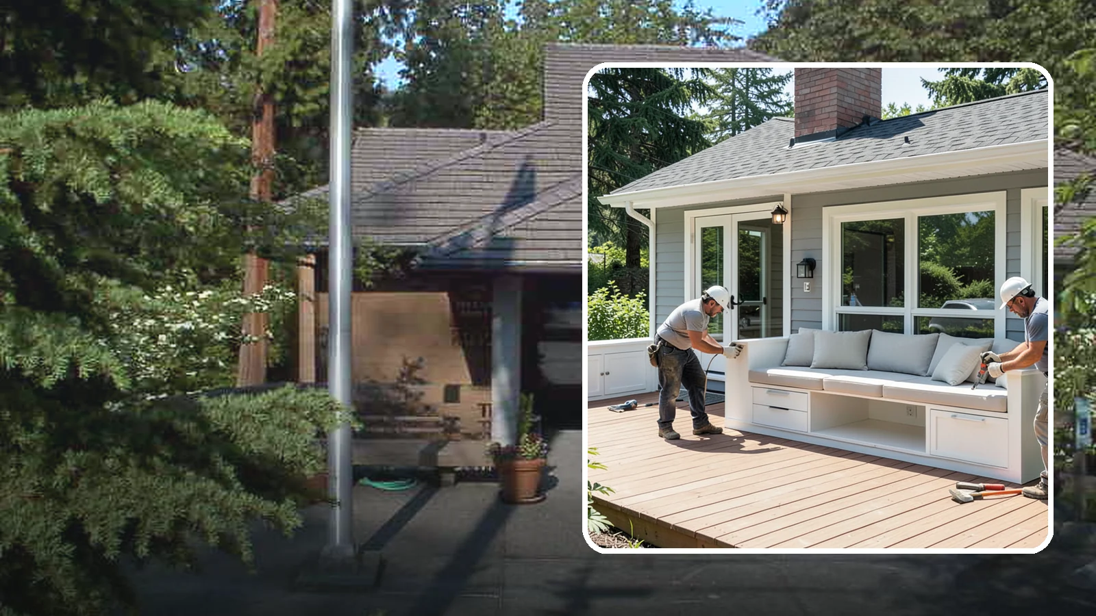 Deck Bench Construction in Yarrow Point, King County, WA - Built-in deck bench construction that adds seating and definition without cluttering your space.