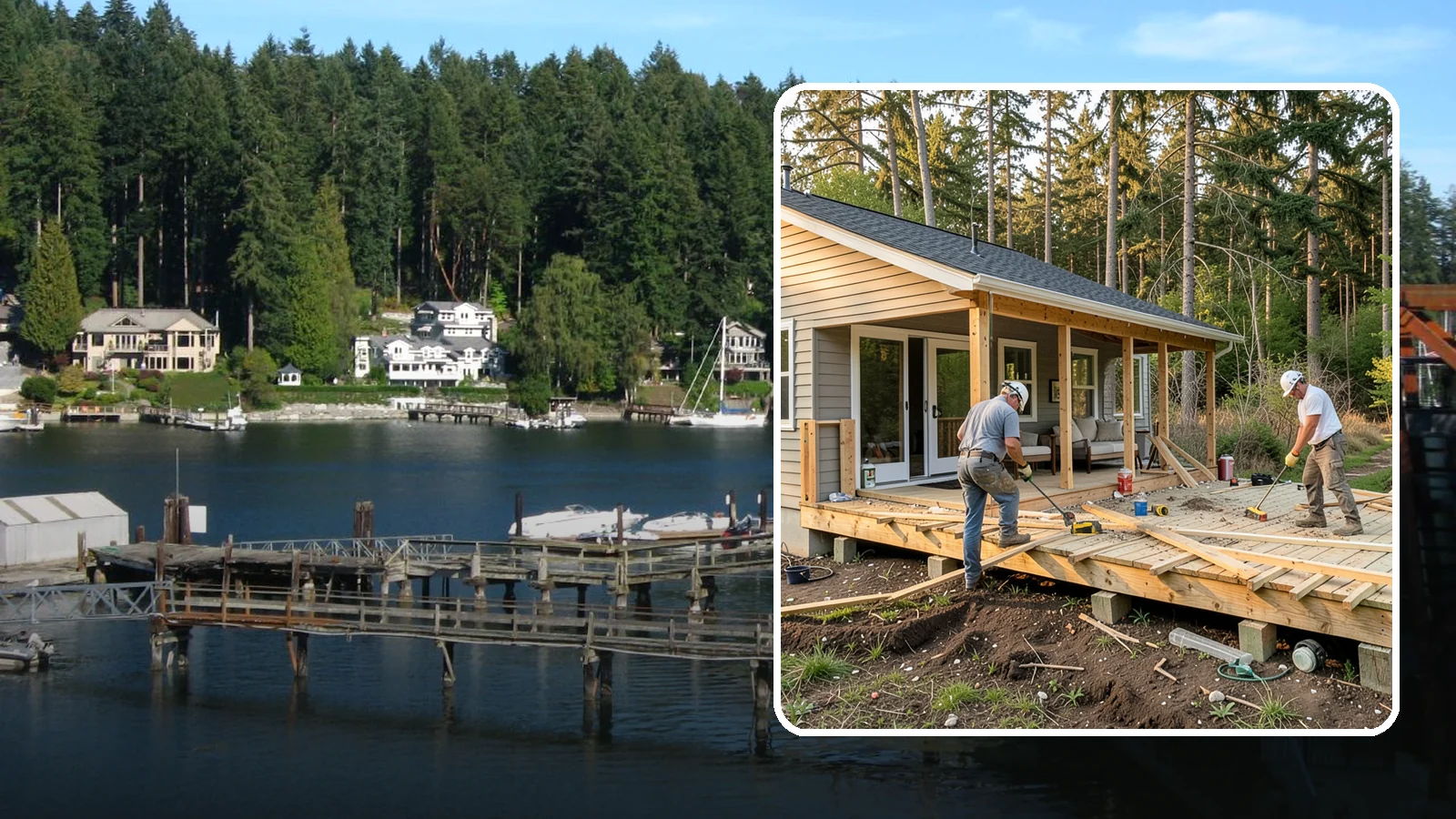 Deck Demolition in Gig Harbor, Pierce County, WA - We remove old and failing decks safely, protecting your siding and yard and hauling every board away.