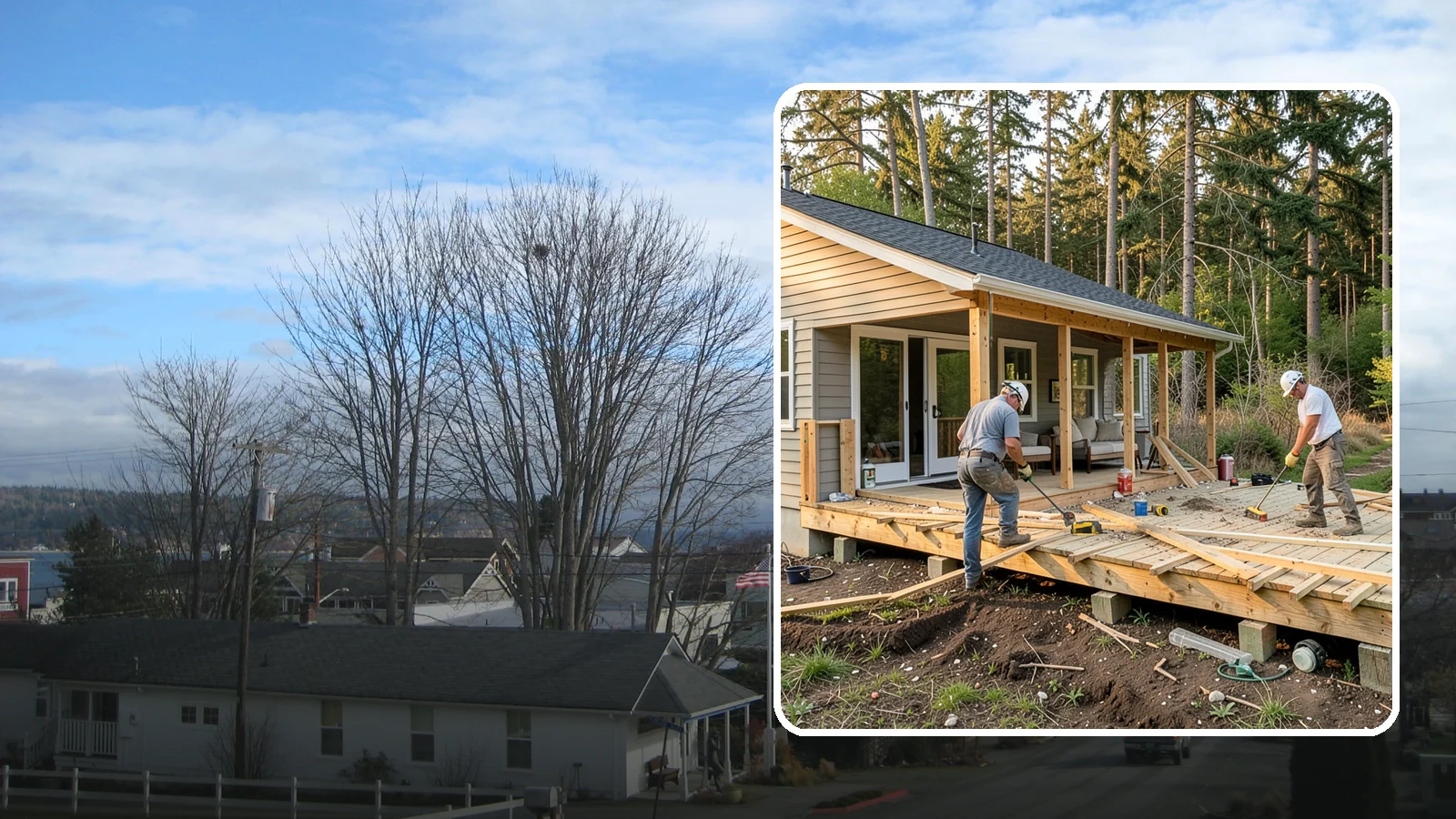 Deck Demolition in Langley, Island County, WA - We remove old and failing decks safely, protecting your siding and yard and hauling every board away.
