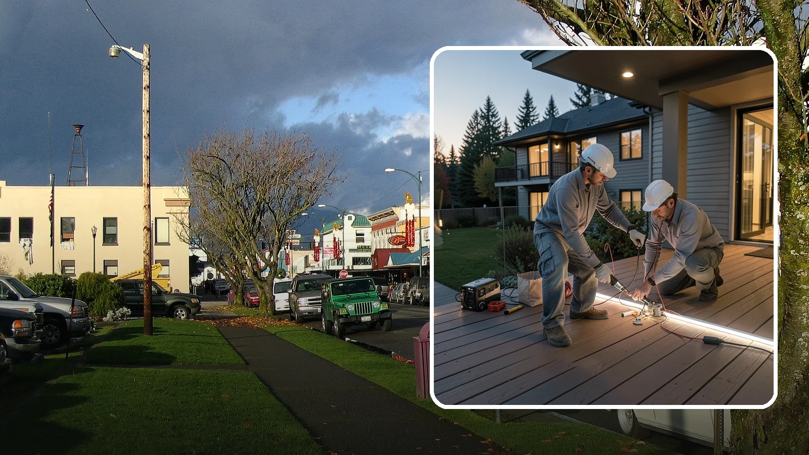 Deck Lighting Installation in Arlington, Snohomish County, WA - Deck lighting installation that extends evening enjoyment and improves safety after dark.