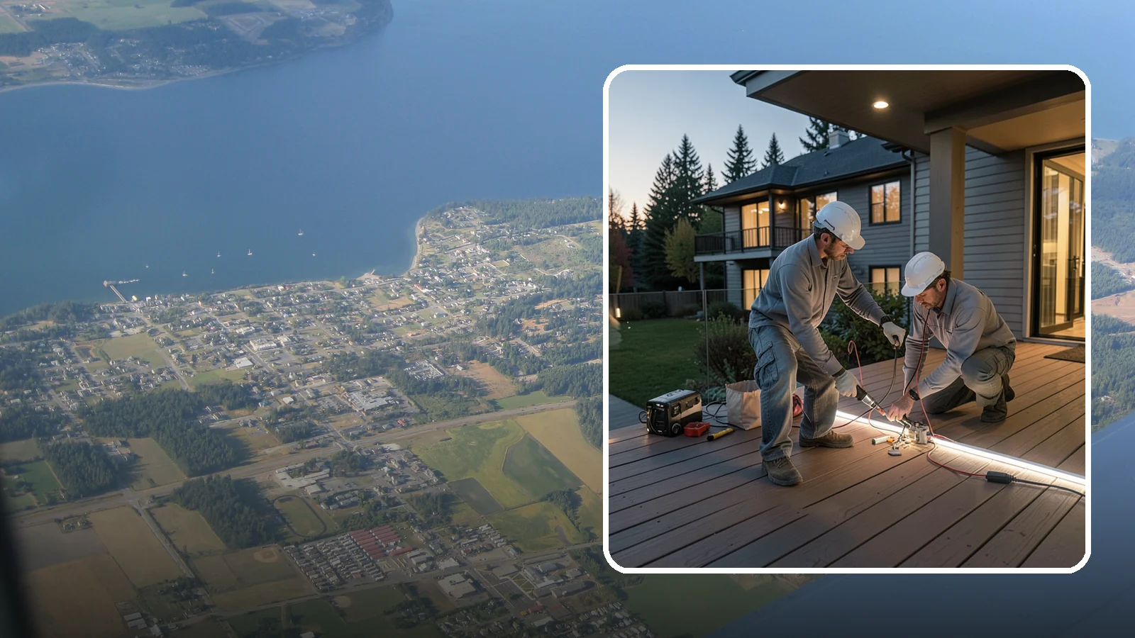 Deck Lighting Installation in Coupeville, Island County, WA - Deck lighting installation that extends evening enjoyment and improves safety after dark.