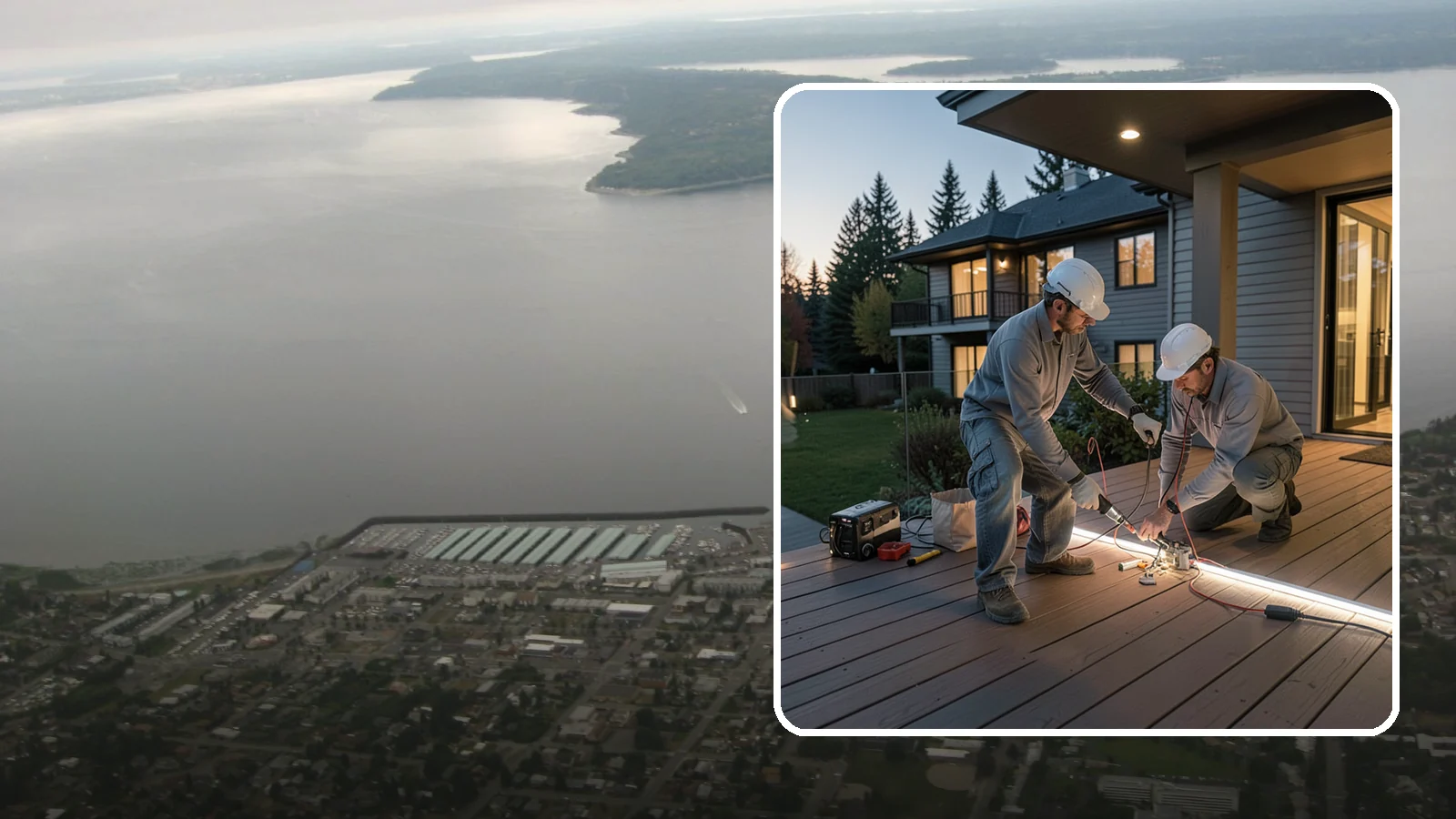 Deck Lighting Installation in Des Moines, King County, WA - Deck lighting installation that extends evening enjoyment and improves safety after dark.