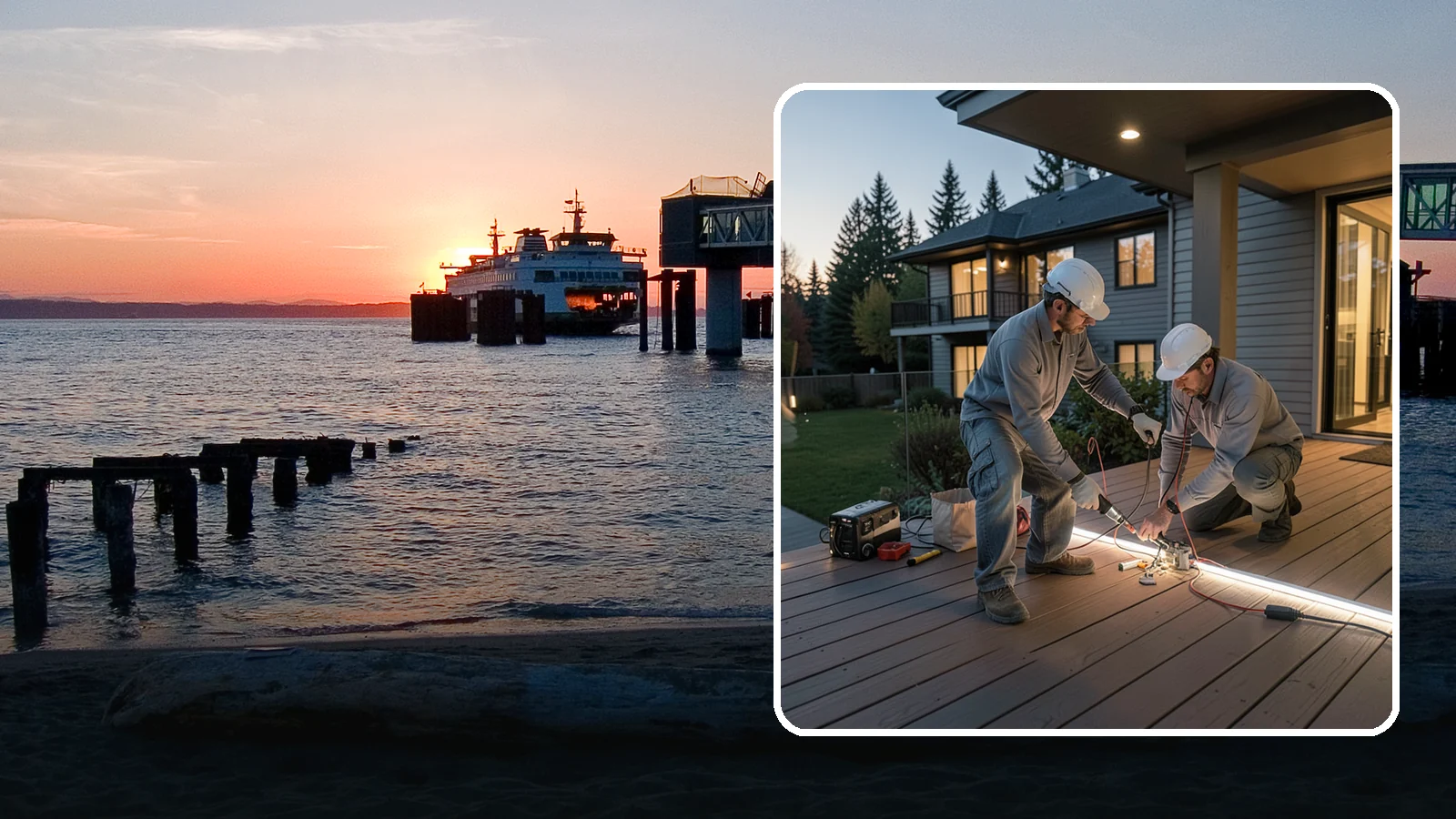 Deck Lighting Installation in Edmonds, Snohomish County, WA - Deck lighting installation that extends evening enjoyment and improves safety after dark.
