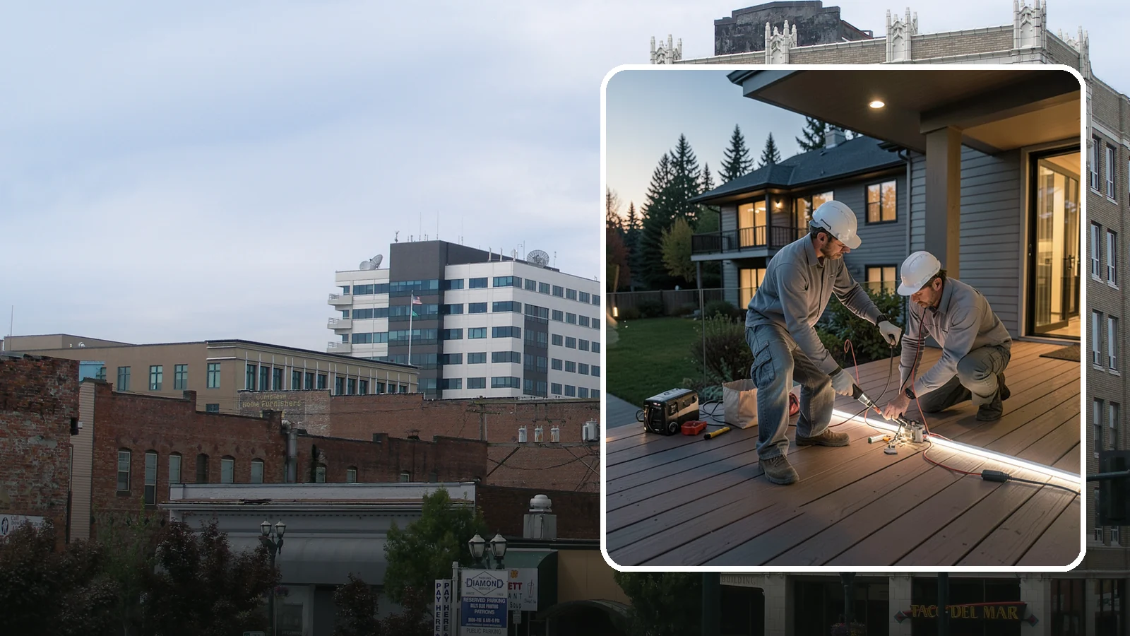 Deck Lighting Installation in Everett, Snohomish County, WA - Deck lighting installation that extends evening enjoyment and improves safety after dark.