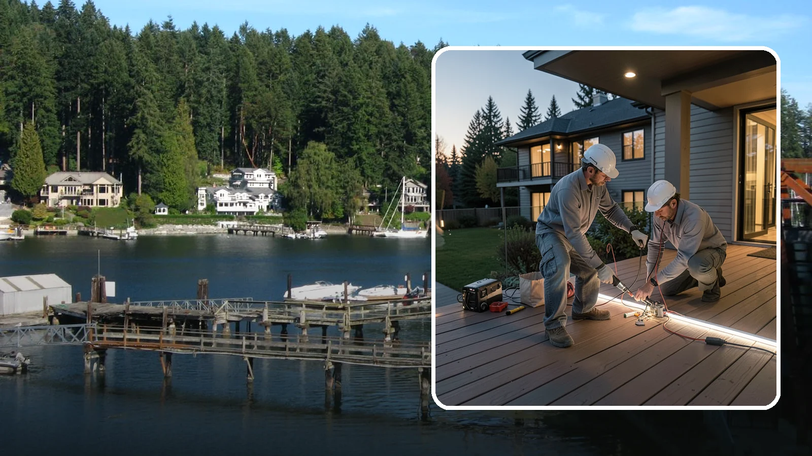 Deck Lighting Installation in Gig Harbor, Pierce County, WA - Deck lighting installation that extends evening enjoyment and improves safety after dark.