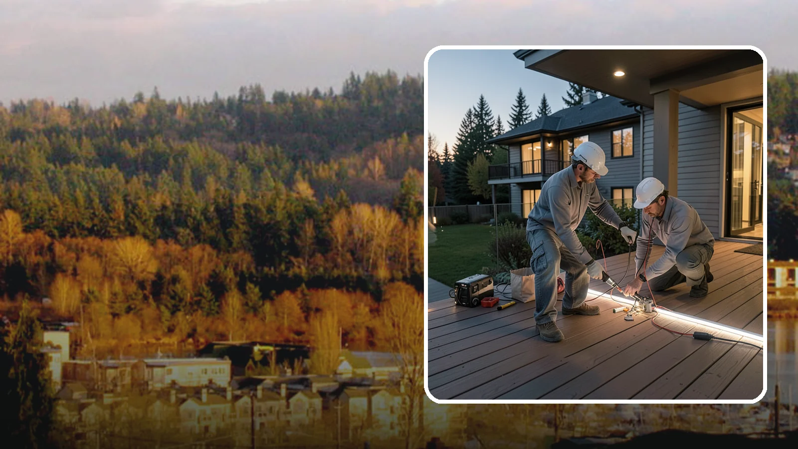 Deck Lighting Installation in Kenmore, King County, WA - Deck lighting installation that extends evening enjoyment and improves safety after dark.