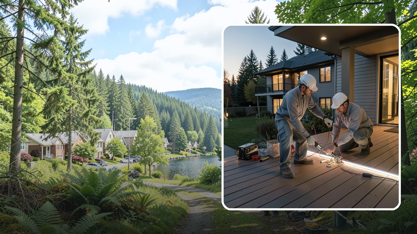 Deck Lighting Installation in Lake Forest Park, King County, WA - Deck lighting installation that extends evening enjoyment and improves safety after dark.
