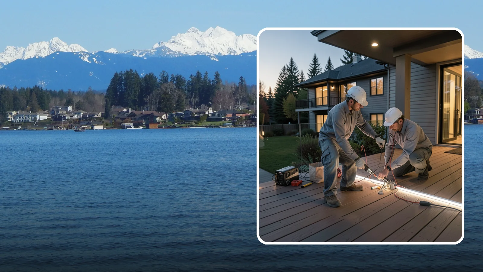 Deck Lighting Installation in Lake Stevens, Snohomish County, WA - Deck lighting installation that extends evening enjoyment and improves safety after dark.