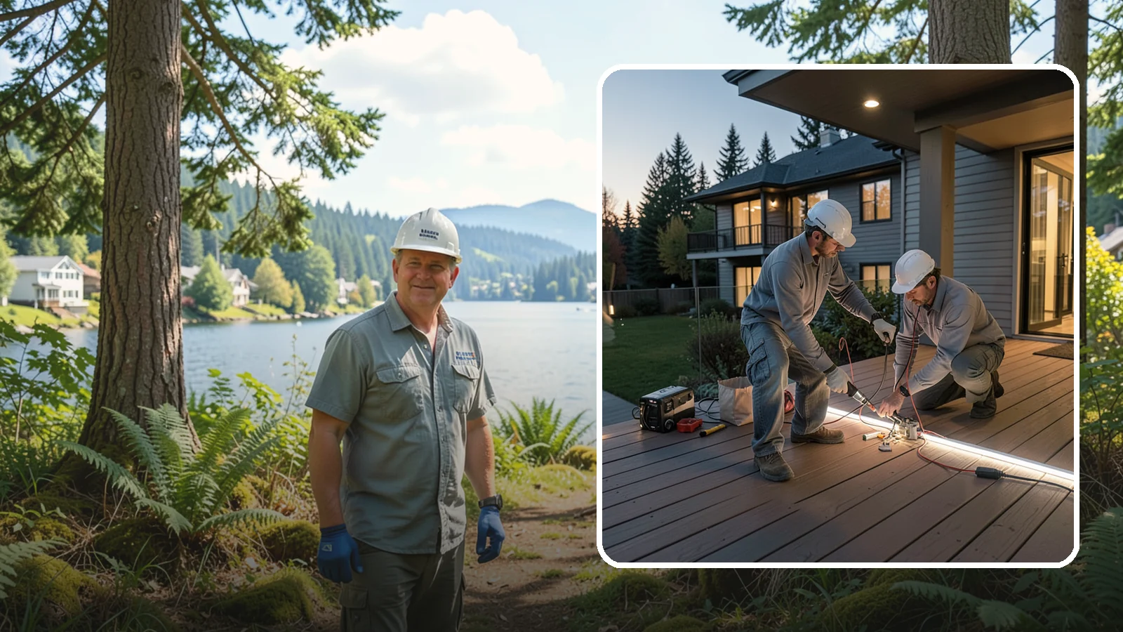 Deck Lighting Installation in Milton, King County, WA - Deck lighting installation that extends evening enjoyment and improves safety after dark.