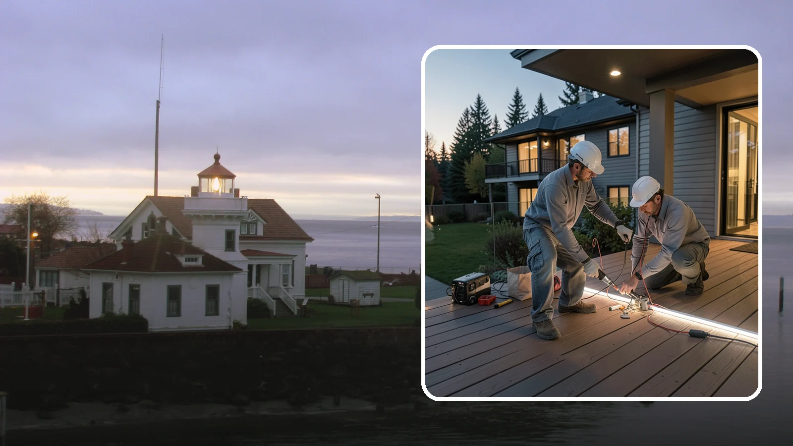 Deck Lighting Installation in Mukilteo, Snohomish County, WA - Deck lighting installation that extends evening enjoyment and improves safety after dark.