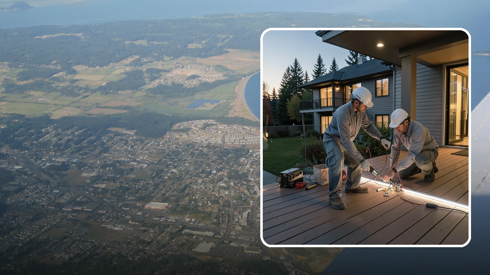 Deck Lighting Installation in Oak Harbor, Island County, WA - Deck lighting installation that extends evening enjoyment and improves safety after dark.