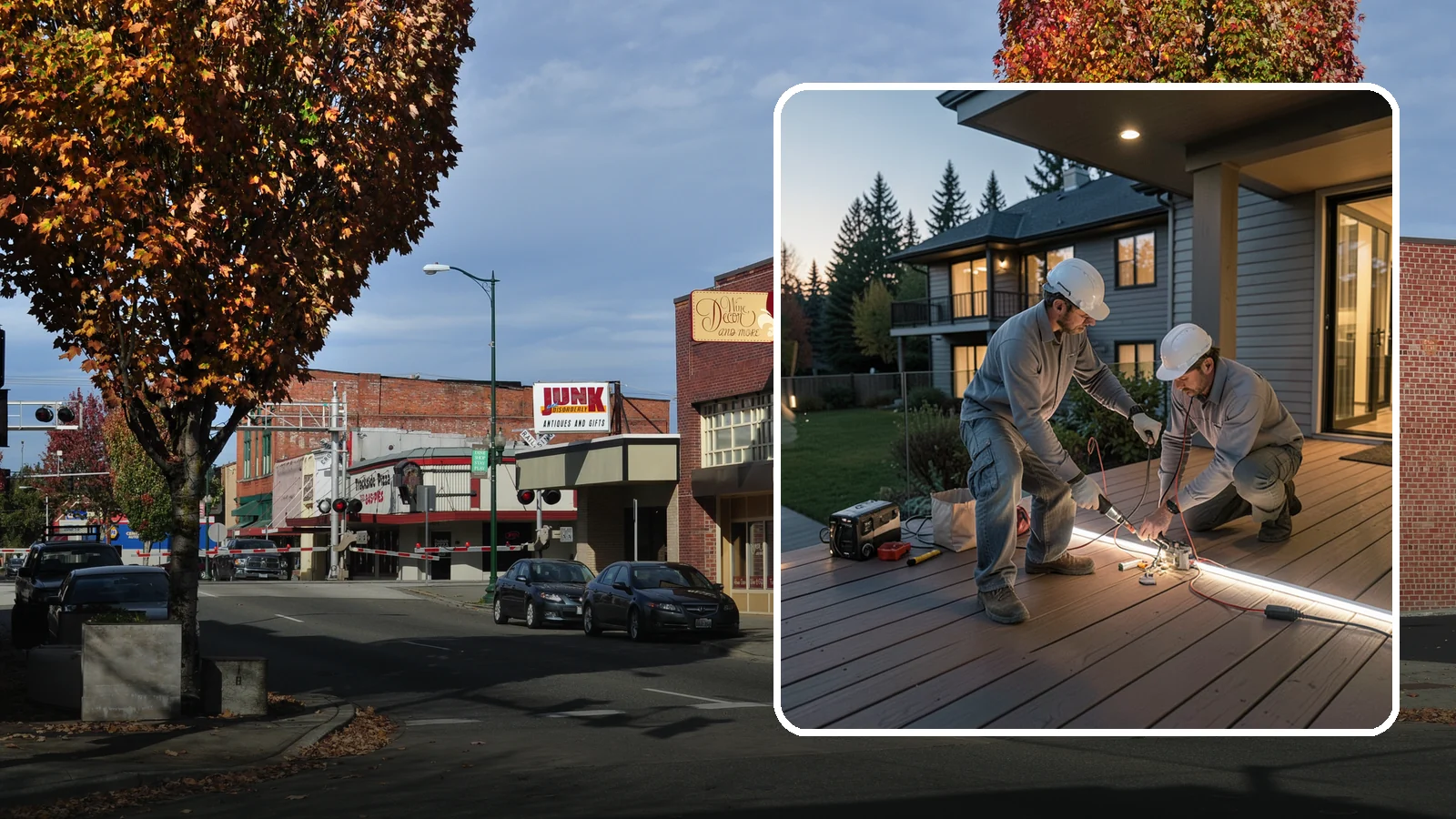 Deck Lighting Installation in Puyallup, Pierce County, WA - Deck lighting installation that extends evening enjoyment and improves safety after dark.