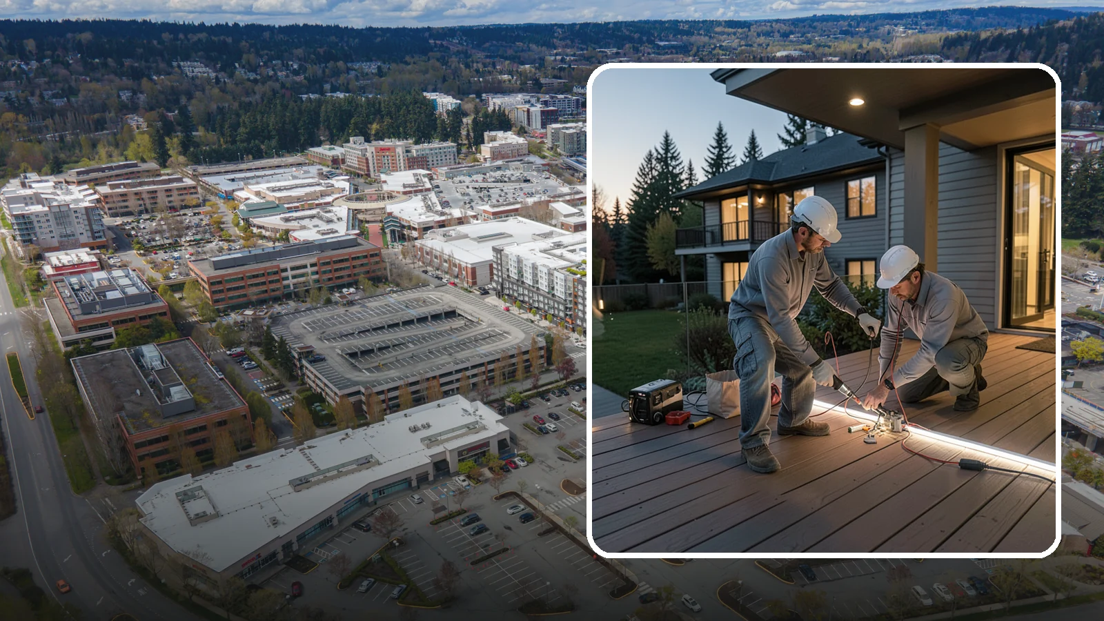 Deck Lighting Installation in Redmond, King County, WA - Deck lighting installation that extends evening enjoyment and improves safety after dark.