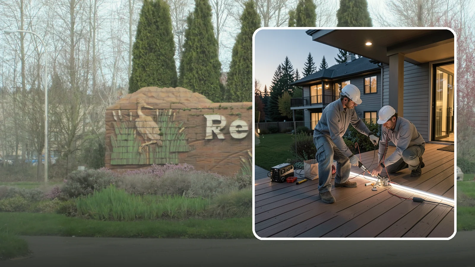 Deck Lighting Installation in Renton, King County, WA - Deck lighting installation that extends evening enjoyment and improves safety after dark.