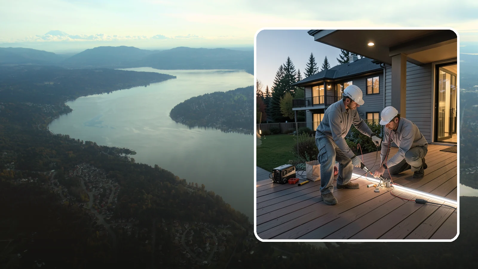 Deck Lighting Installation in Sammamish, King County, WA - Deck lighting installation that extends evening enjoyment and improves safety after dark.