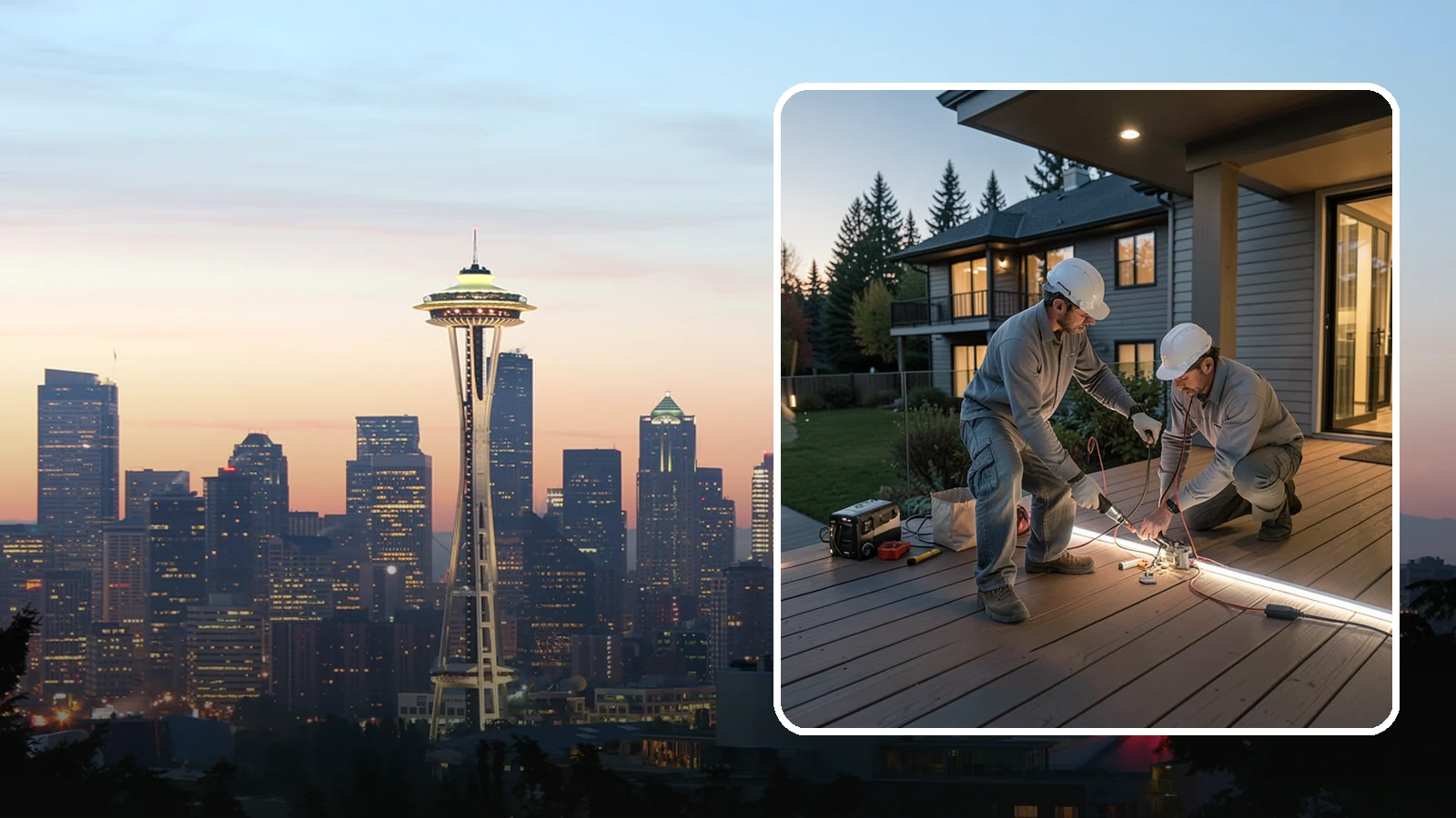Deck Lighting Installation in Seattle, King County, WA - Deck lighting installation that extends evening enjoyment and improves safety after dark.