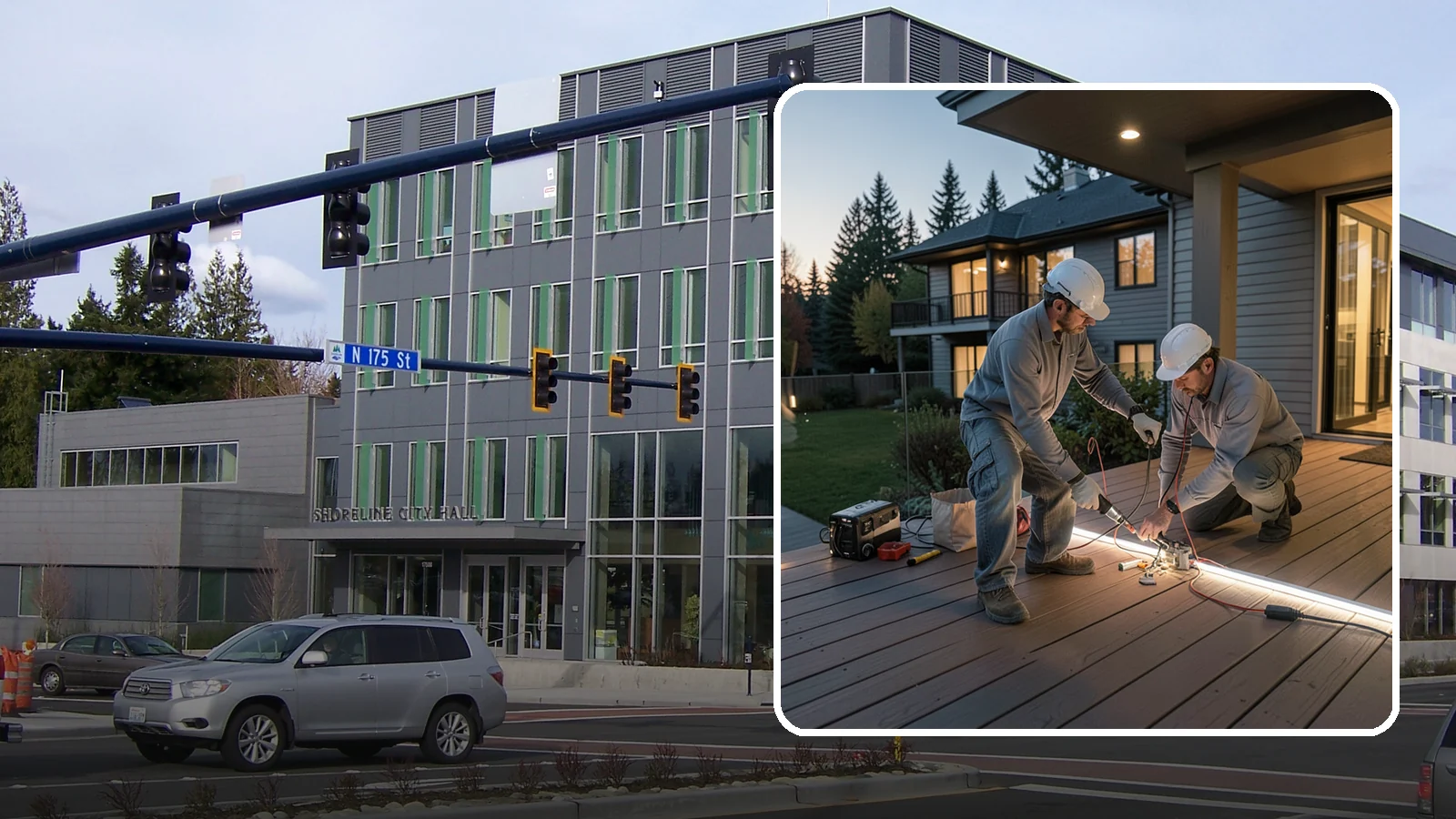 Deck Lighting Installation in Shoreline, King County, WA - Deck lighting installation that extends evening enjoyment and improves safety after dark.