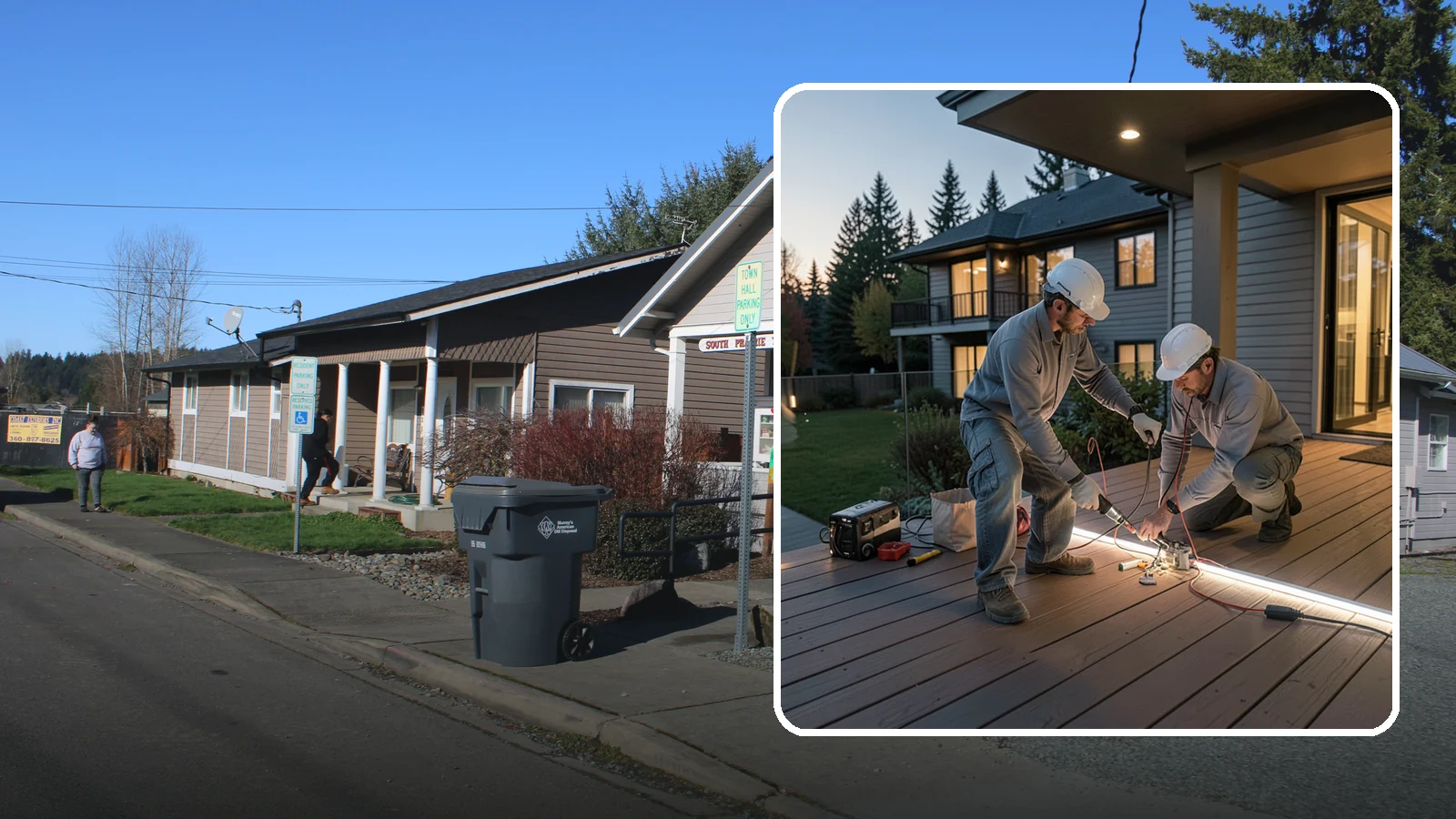 Deck Lighting Installation in South Prairie, Pierce County, WA - Deck lighting installation that extends evening enjoyment and improves safety after dark.