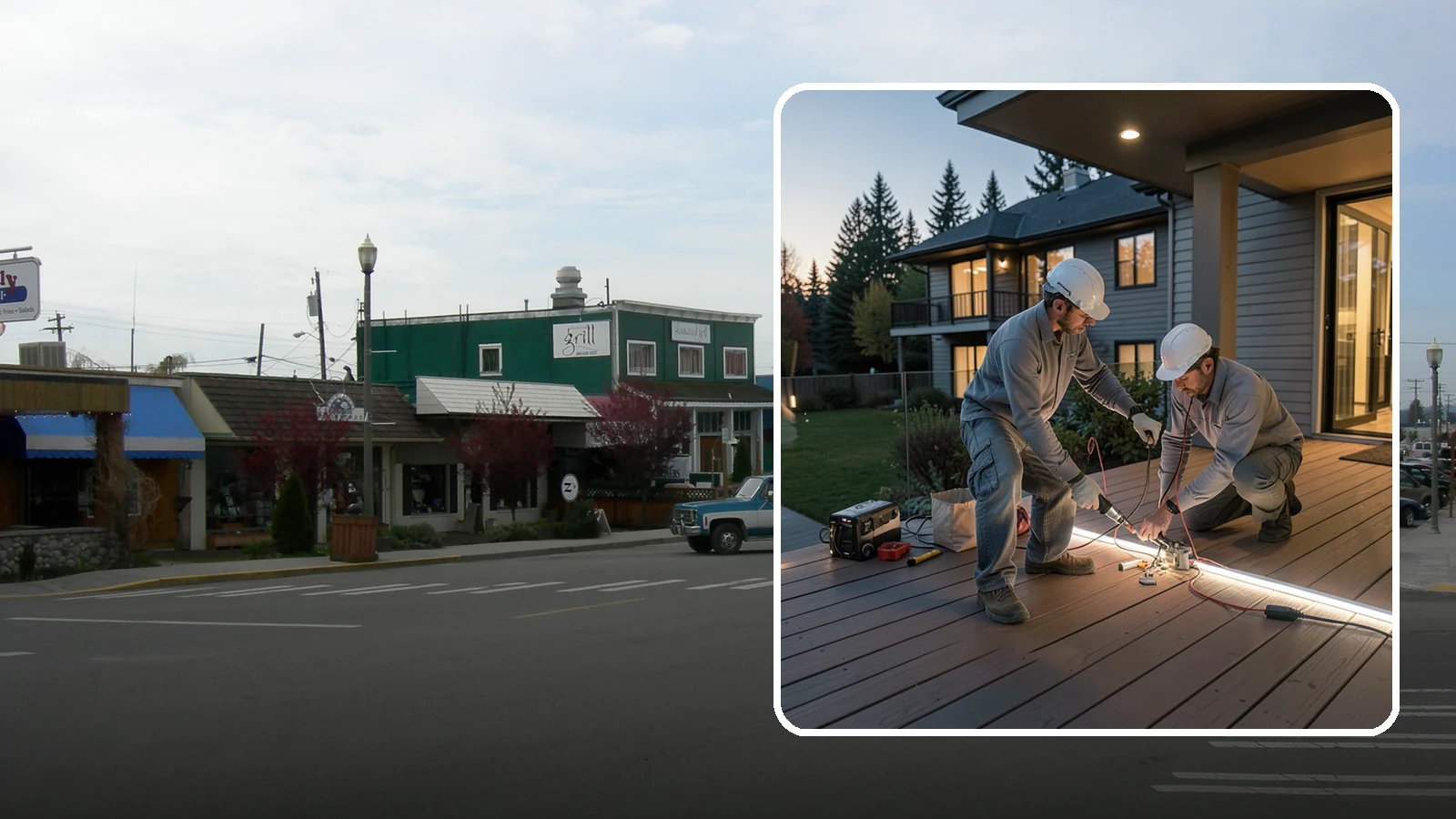 Deck Lighting Installation in Stanwood, Snohomish County, WA - Deck lighting installation that extends evening enjoyment and improves safety after dark.