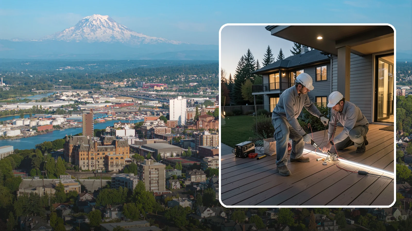 Deck Lighting Installation in Tacoma, Pierce County, WA - Deck lighting installation that extends evening enjoyment and improves safety after dark.
