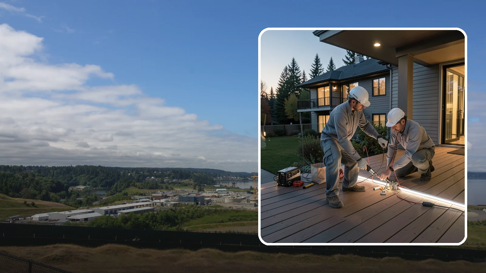 Deck Lighting Installation in University Place, Pierce County, WA - Deck lighting installation that extends evening enjoyment and improves safety after dark.
