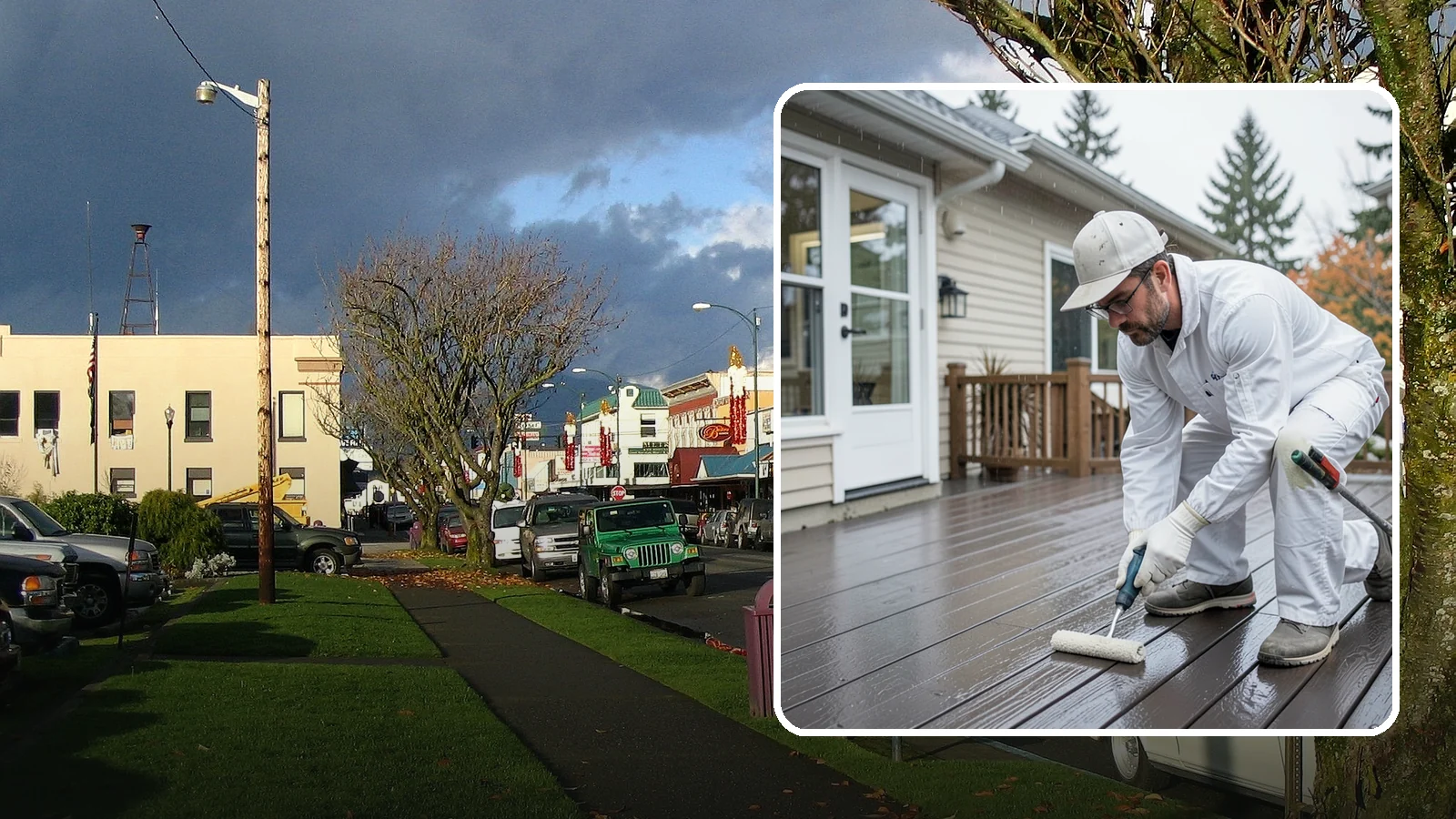 Deck Painting in Arlington, Snohomish County, WA - Deck painting applies a solid, protective color coat that seals and renews worn deck boards.