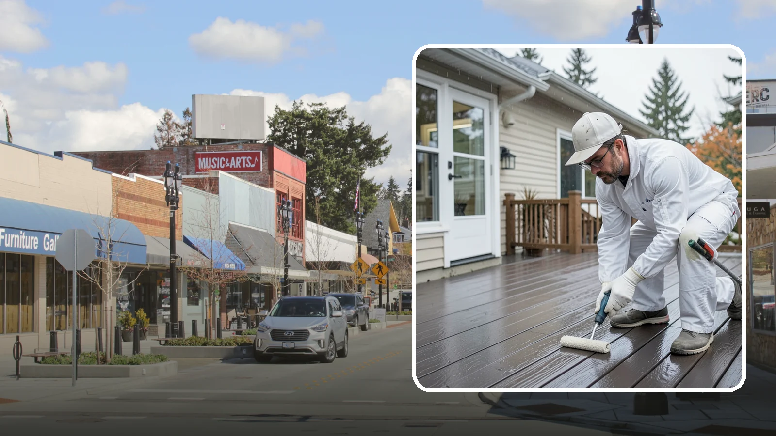 Deck Painting in Bothell, King County, WA - Deck painting applies a solid, protective color coat that seals and renews worn deck boards.