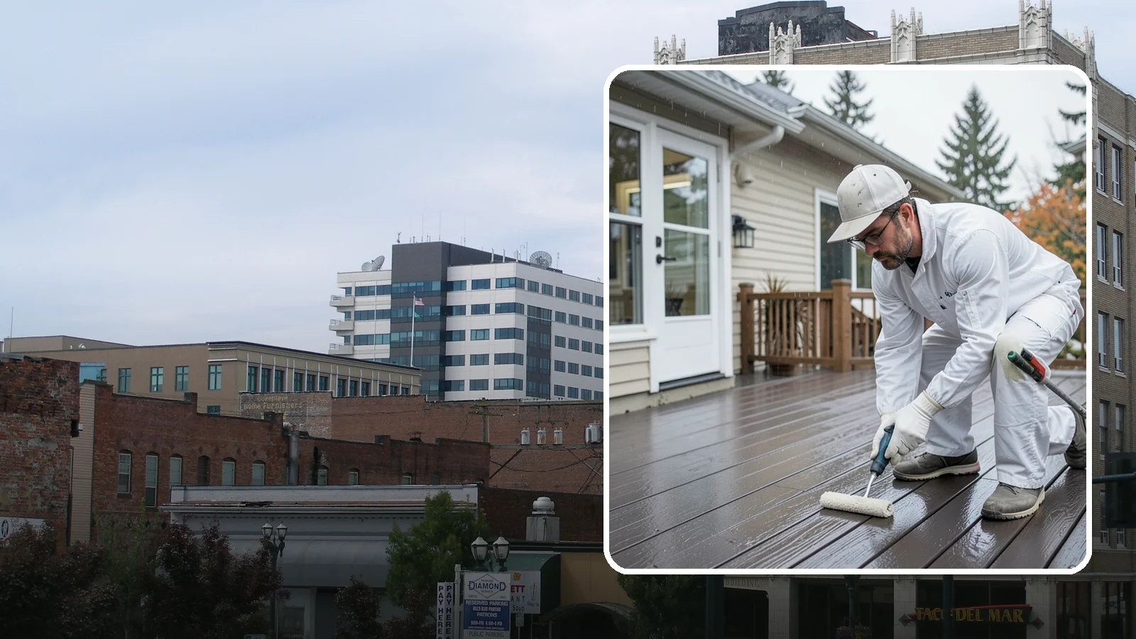 Deck Painting in Everett, Snohomish County, WA - Deck painting applies a solid, protective color coat that seals and renews worn deck boards.