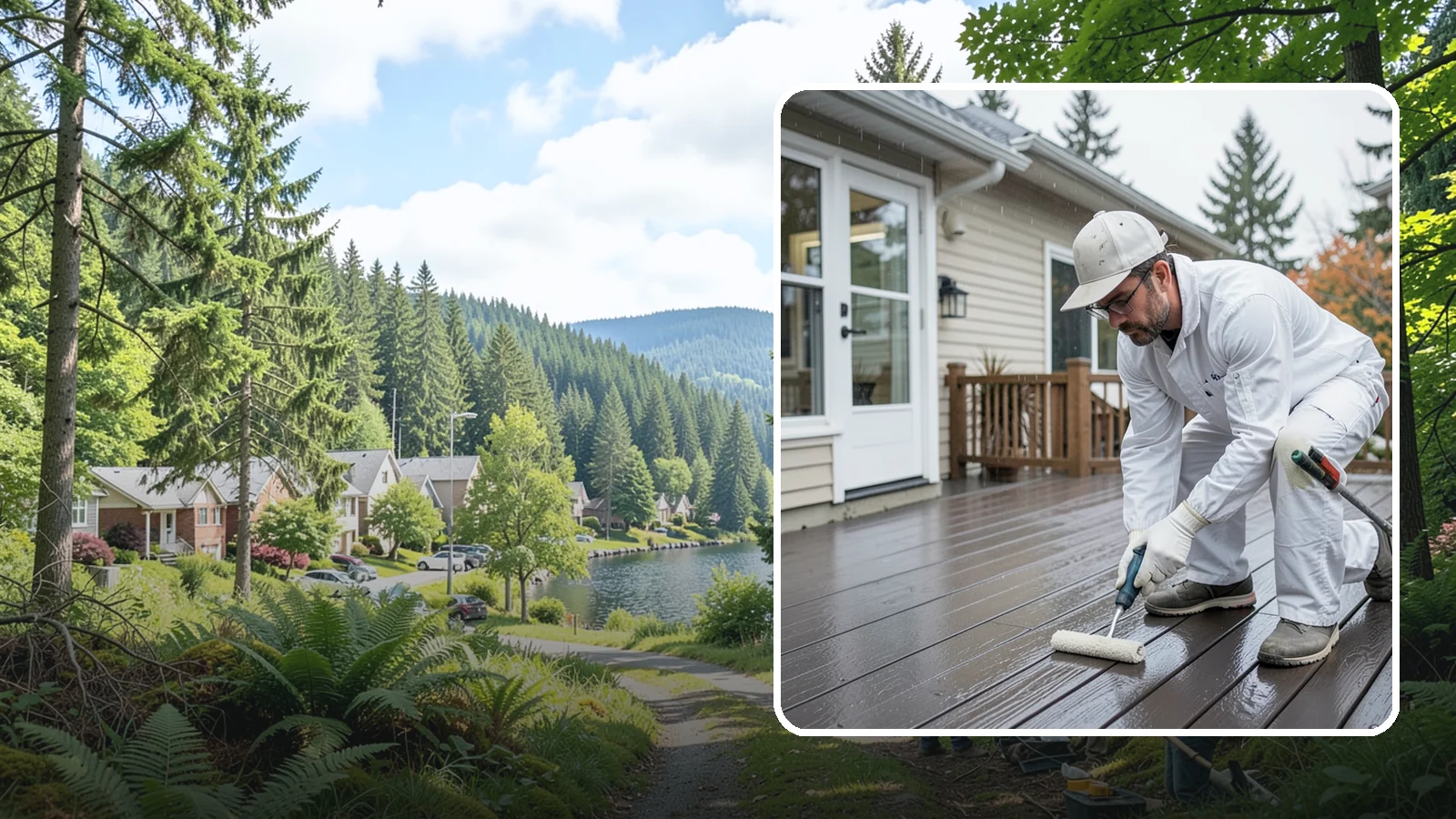Deck Painting in Lake Forest Park, King County, WA - Deck painting applies a solid, protective color coat that seals and renews worn deck boards.