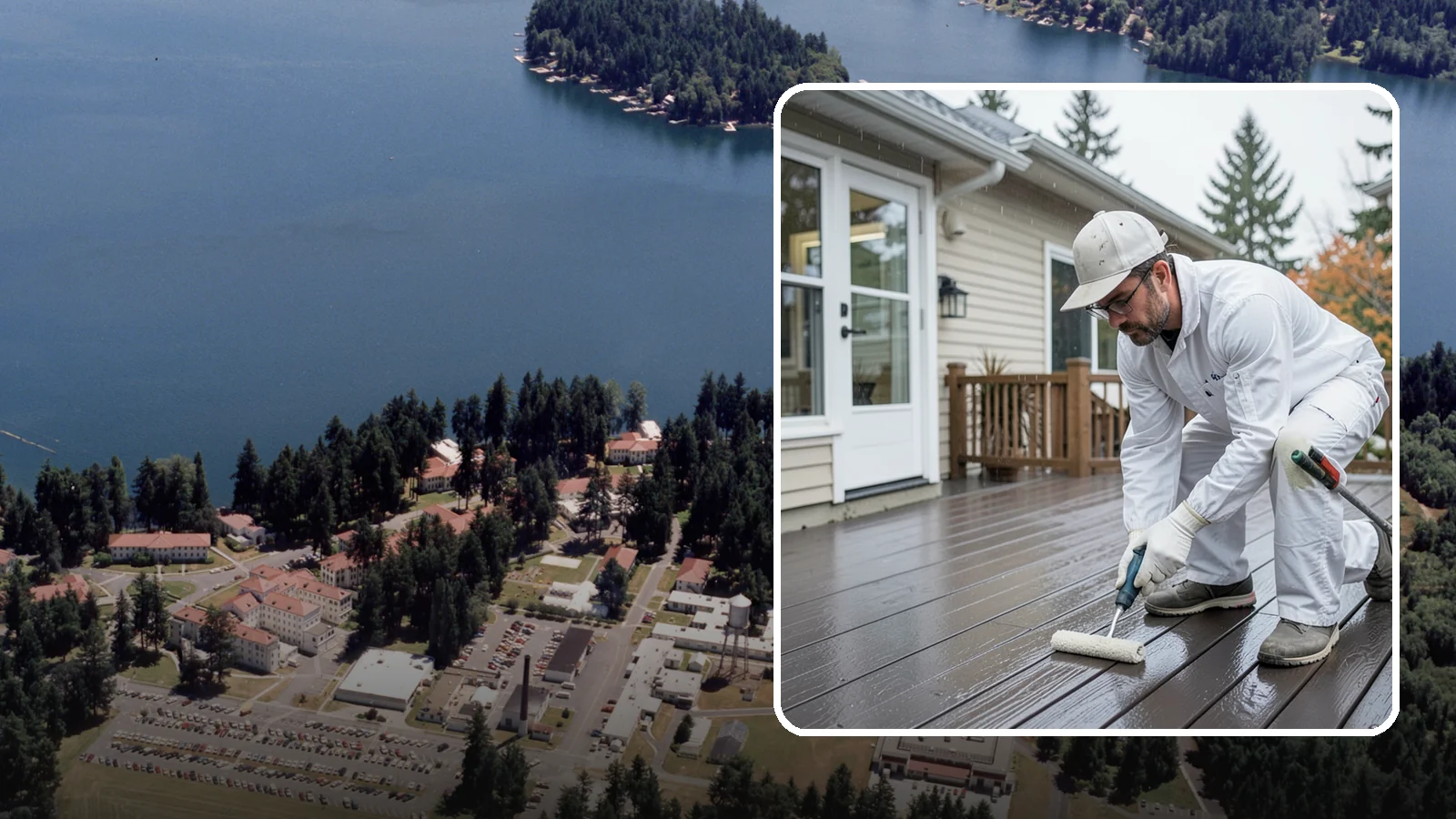 Deck Painting in Lakewood, Pierce County, WA - Deck painting applies a solid, protective color coat that seals and renews worn deck boards.