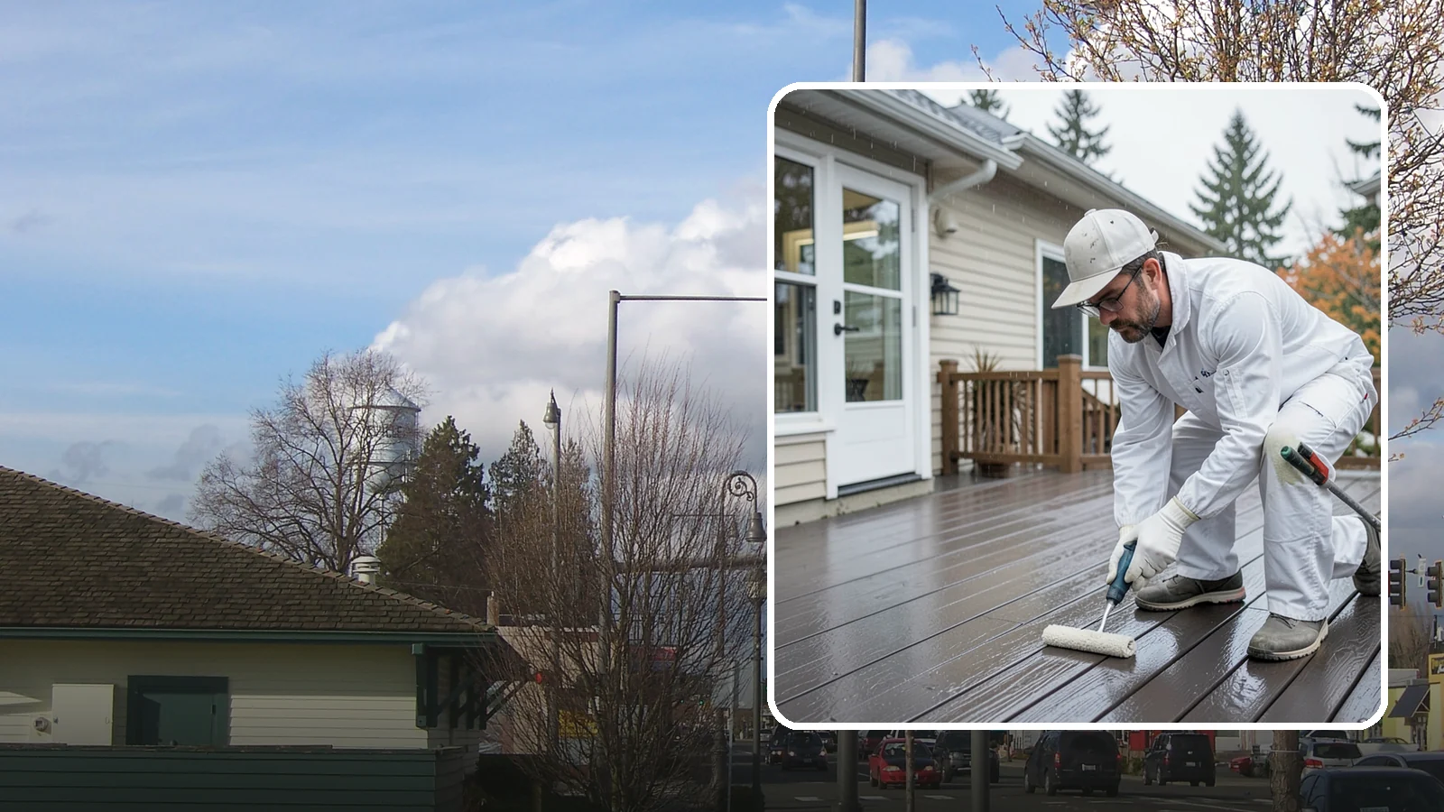 Deck Painting in Marysville, Snohomish County, WA - Deck painting applies a solid, protective color coat that seals and renews worn deck boards.