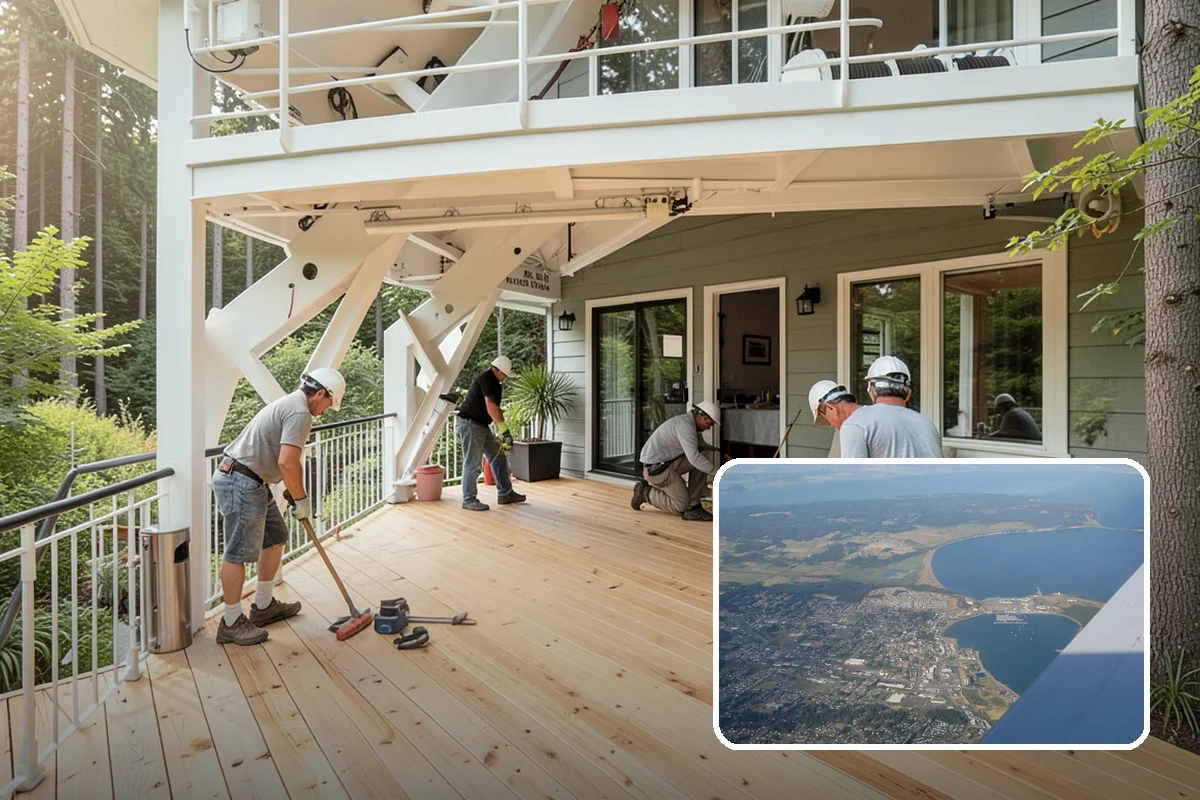 Deck Painting in Oak Harbor, Island County, WA - Solid color that hides graying and mismatched boards