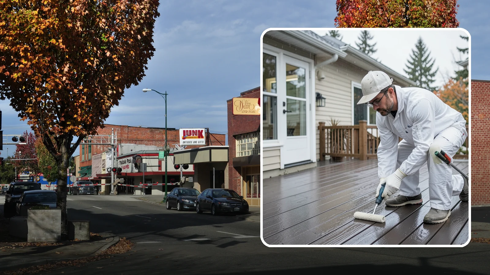Deck Painting in Puyallup, Pierce County, WA - Deck painting applies a solid, protective color coat that seals and renews worn deck boards.