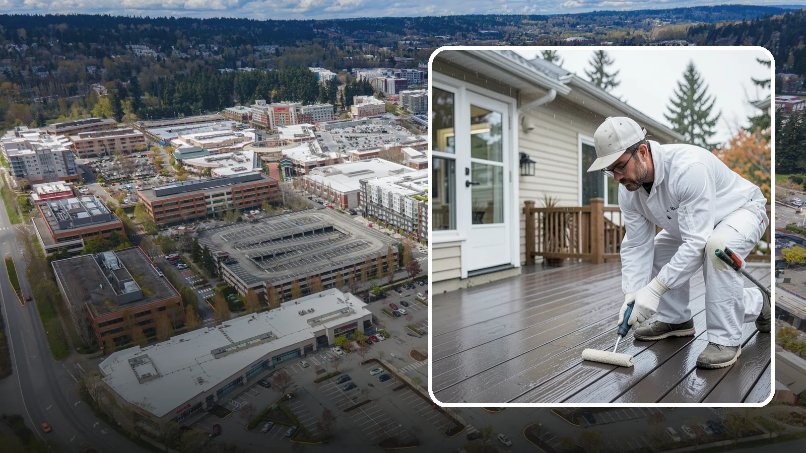 Deck Painting in Redmond, King County, WA - Deck painting applies a solid, protective color coat that seals and renews worn deck boards.